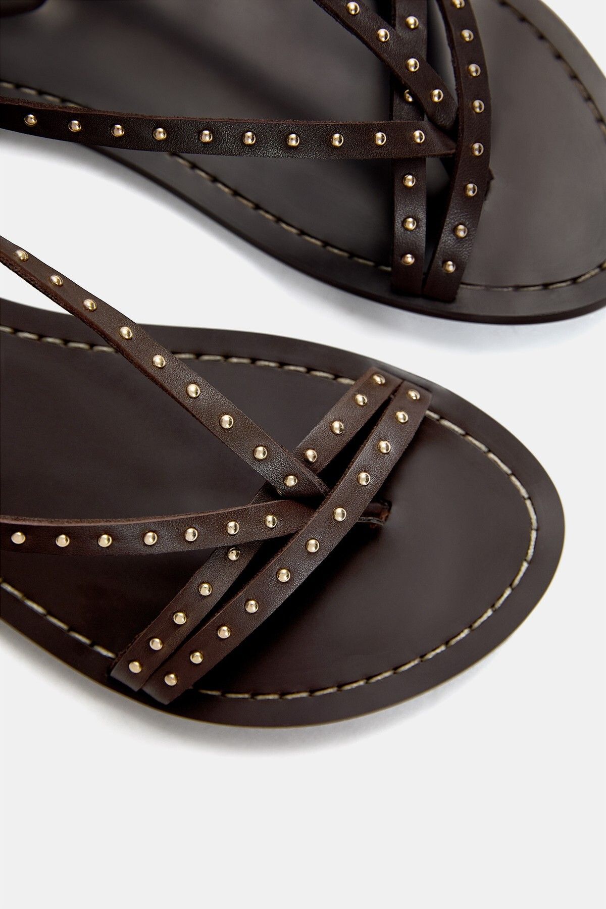 Pull & Bear-Flat leather sandals with studs 5