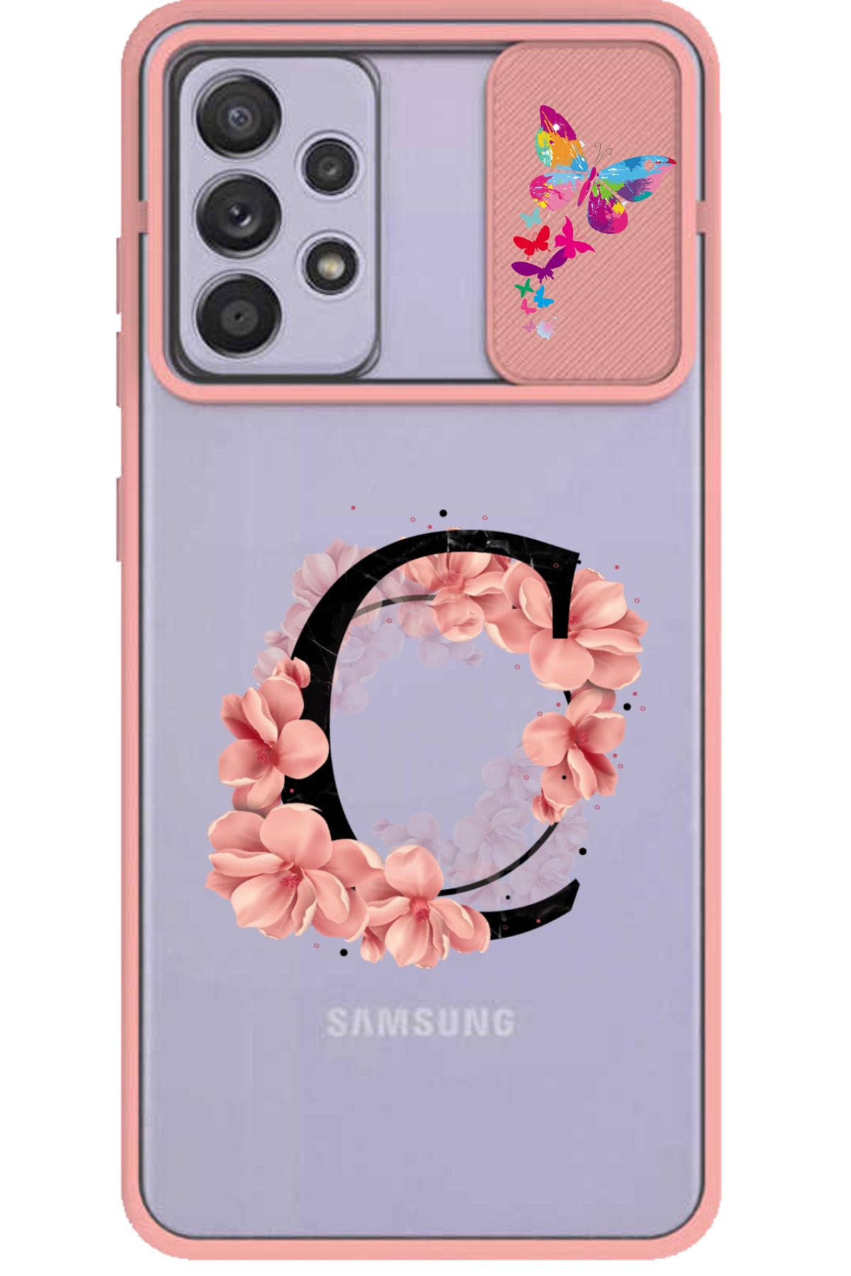 Rotaks Samsung Galaxy A52 - A52s Uyumlu Kılıf Sürgülü Slayt Kamera Korumalı İsme Özel Baskılı