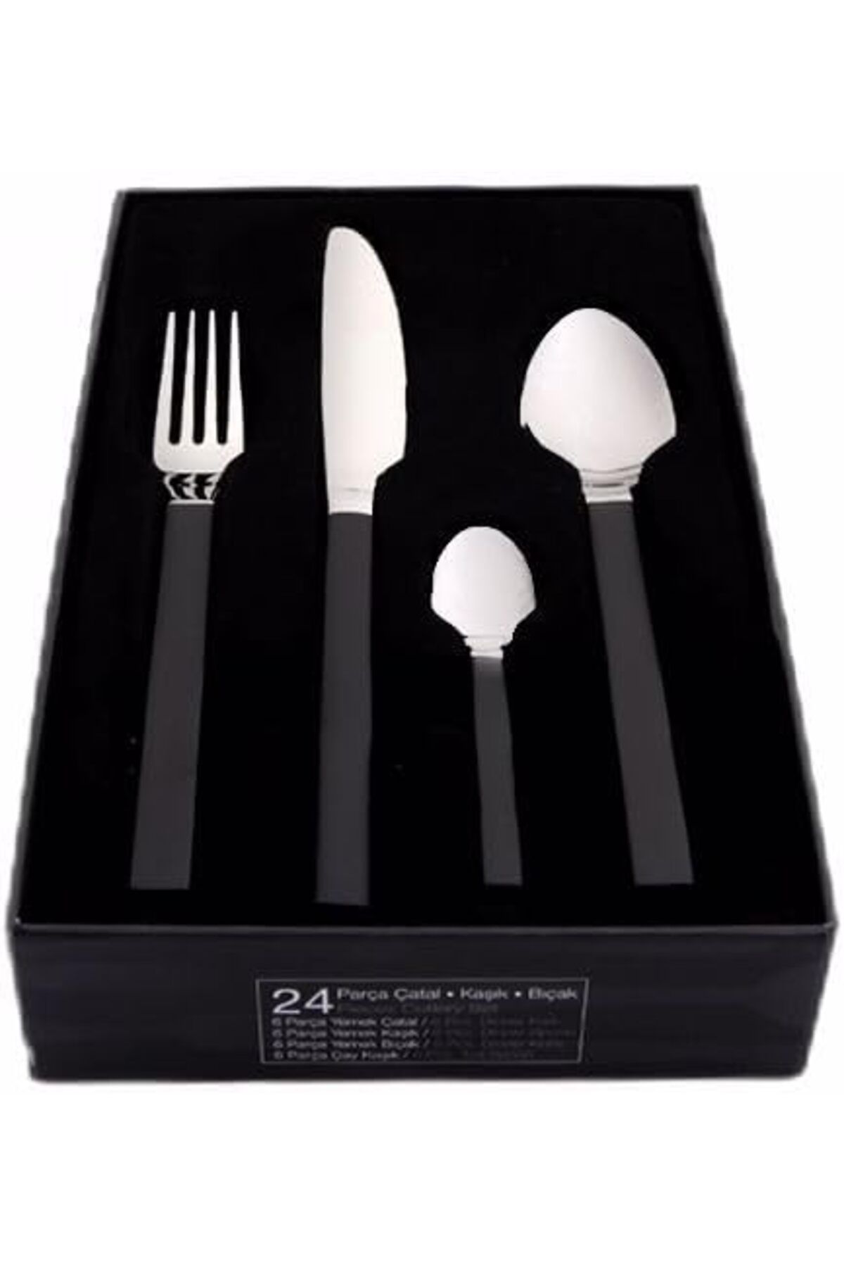 STOREMAX ELZ Belen Siyah Çatak Kaşık Bıçak Takımı 24 Parça 6 Kişi FRNTR 1127478