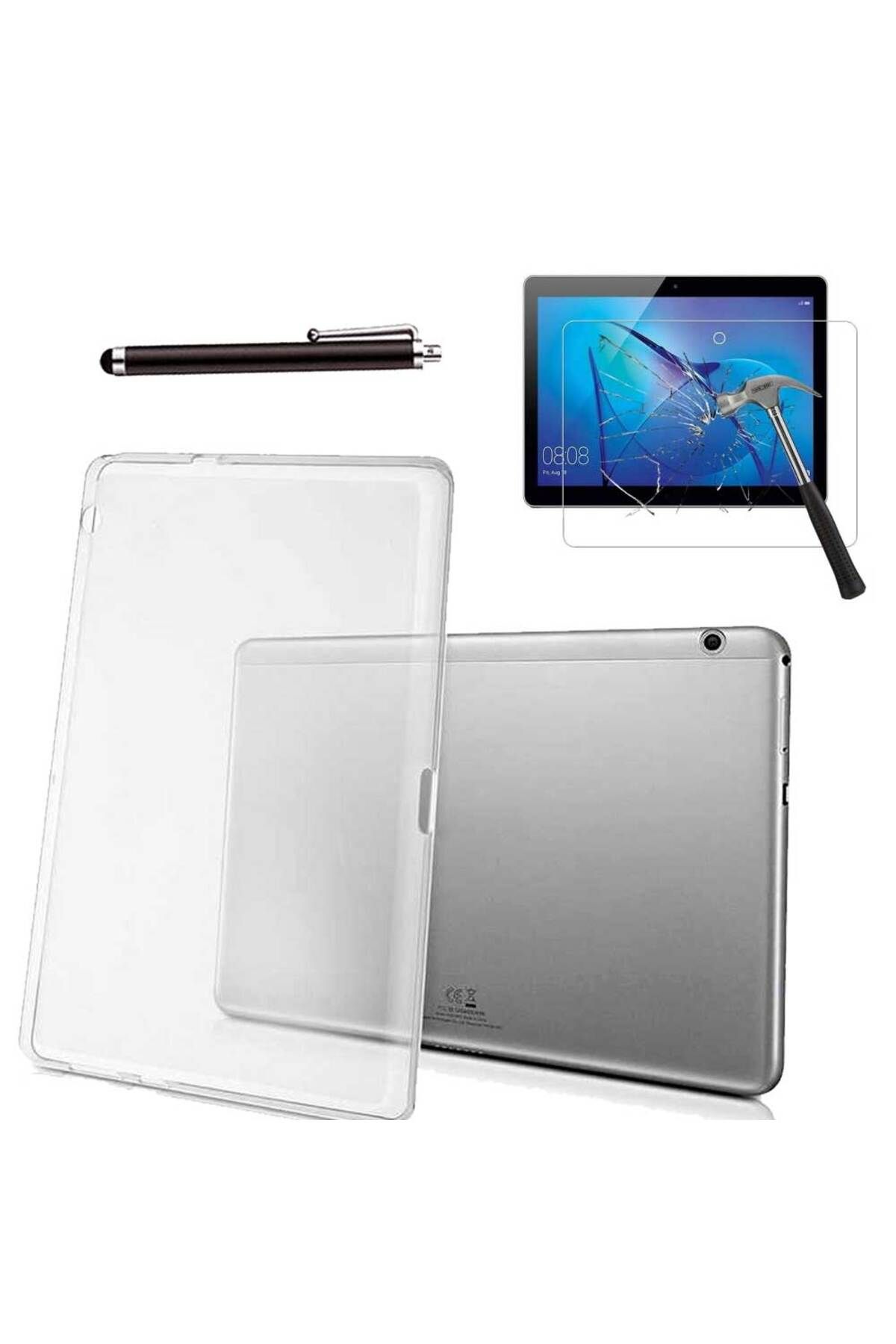 Smart Tech Huawei MediaPad T3 10 inç Uyumlu Şeffaf Kılıf Cam Kalem Set