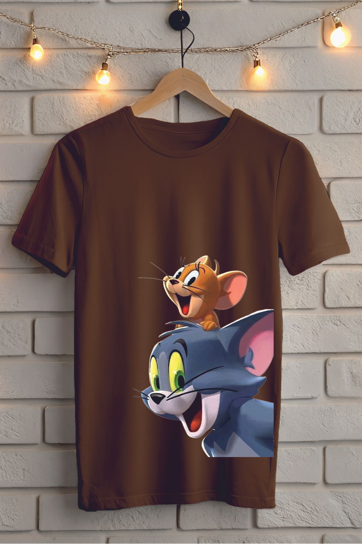 ModaSphere TOM ve JERRY Baskılı Unisex Oversize Tişört