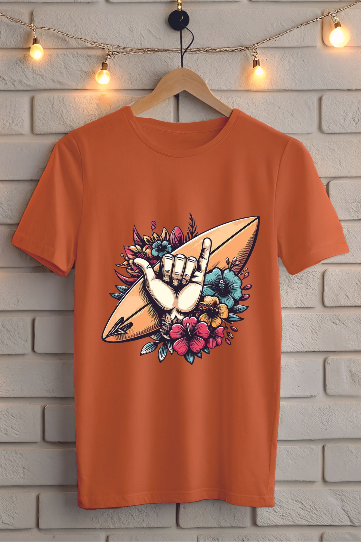ModaSphere Sörf Baskılı Unisex Oversize Tişört