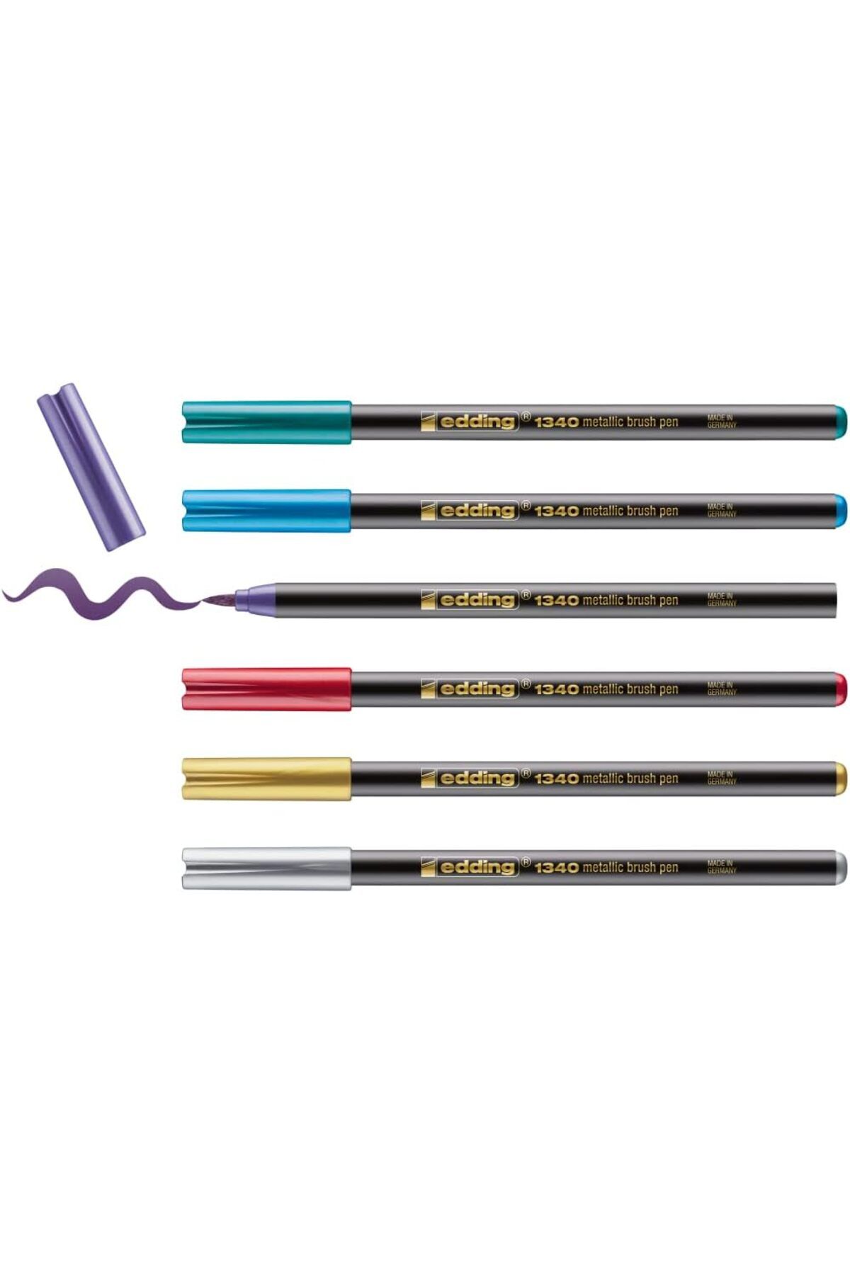 STOREMAX ELZ 1340 metalik fırça uçlu keçeli kalem, 6 parlak renkli set, esnek fırça ucu FRNTR 1127478