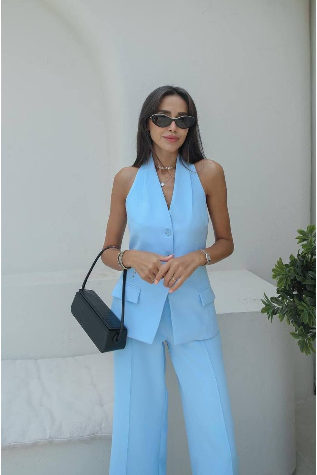 Castivo Fashion Halter Yaka Düğmeli Takım