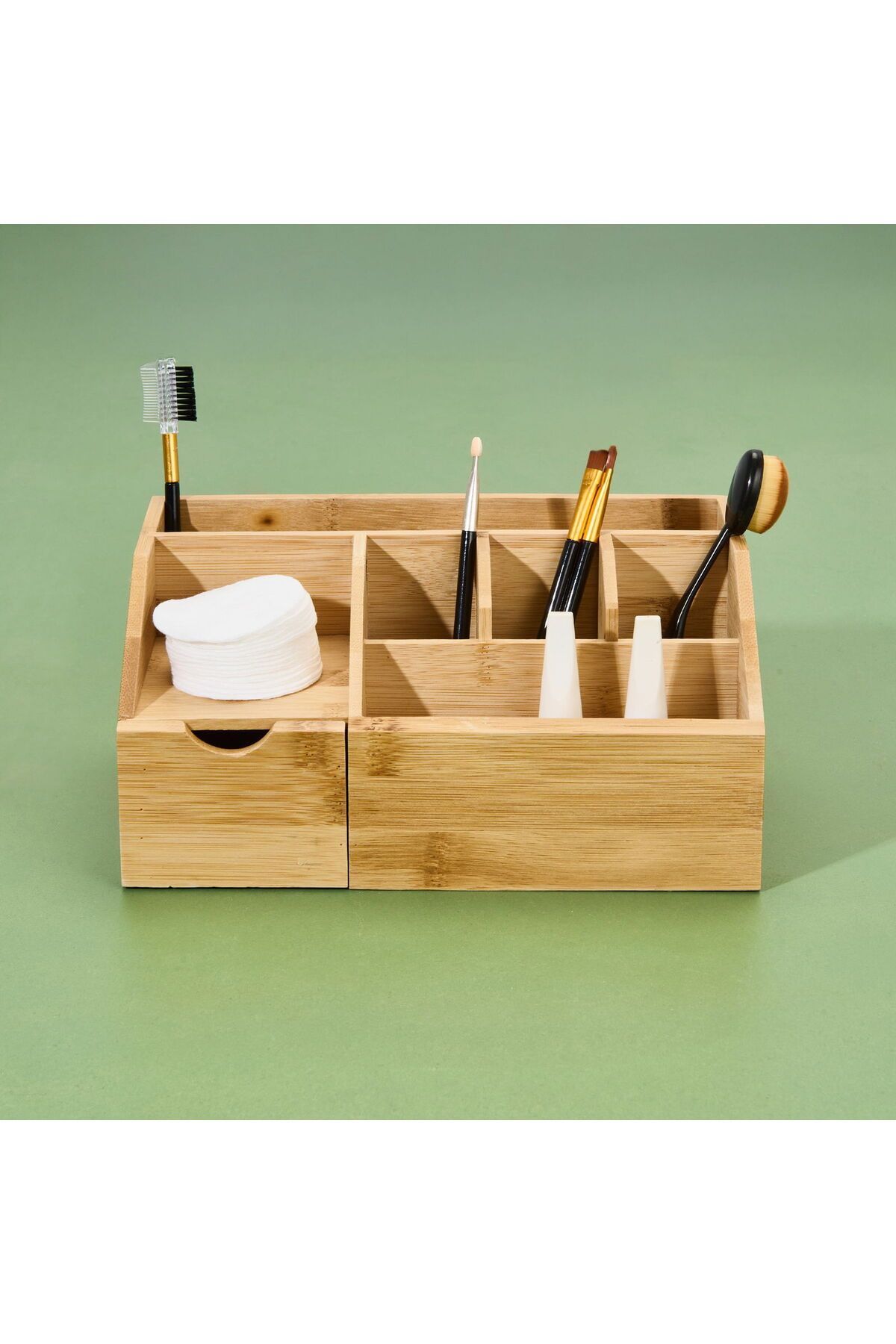 ASPARTAM 6 Bölmeli Makyaj Organizeri - Kahverengi - 23 cm