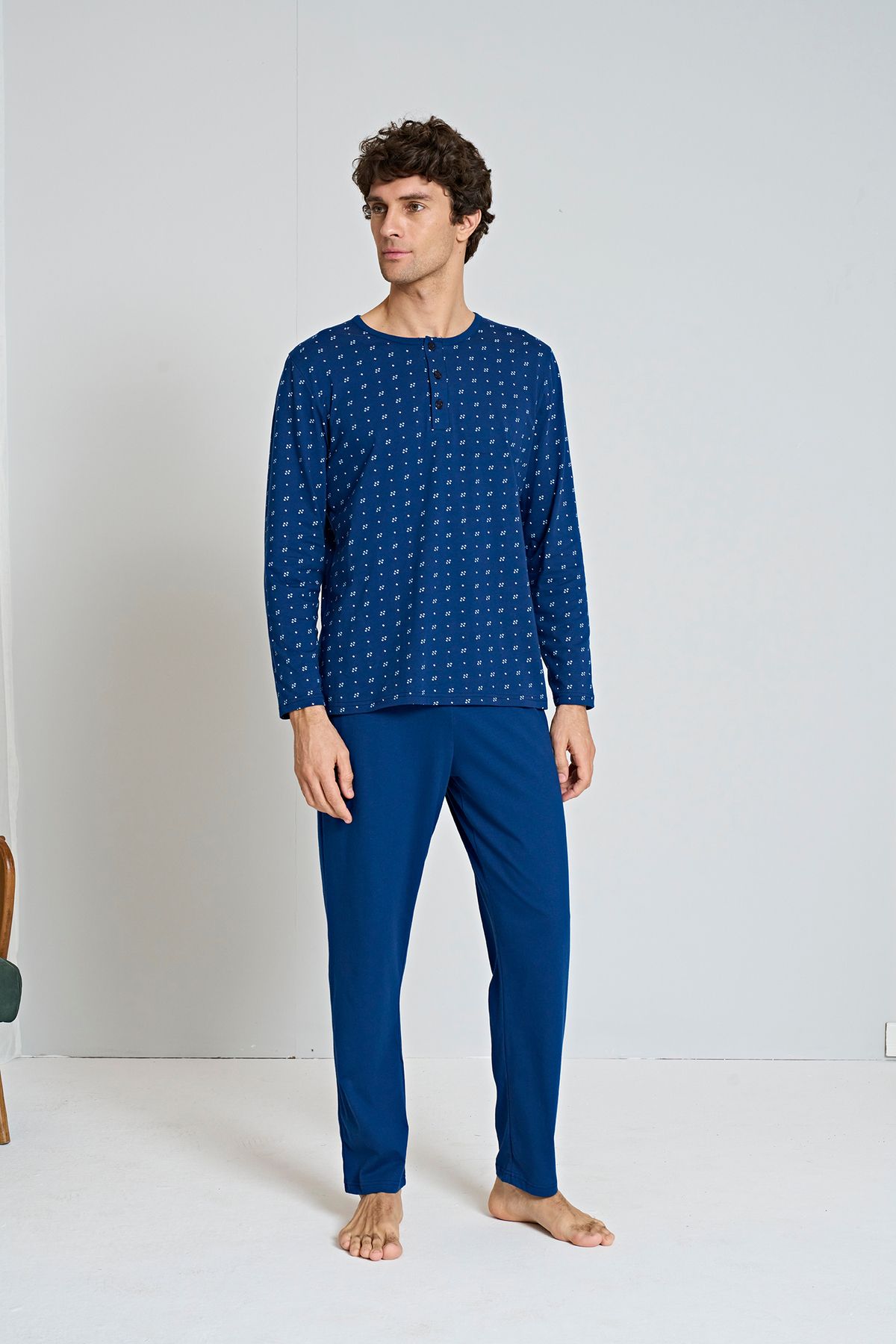Pijadore Erkek Desenli Uzun Kol Mevsimlik Pijama Takımı