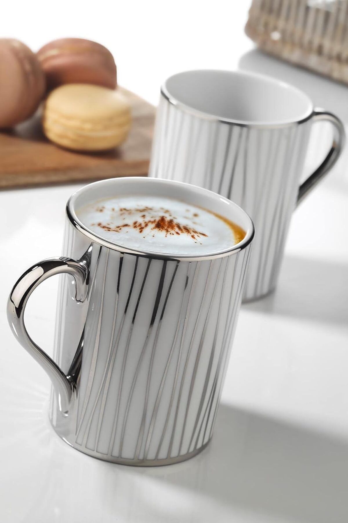 Mu Art Ahşap Mrt Porselen Forest 2'li Mug Bardak Platin 10925, 260 ml Art 871301