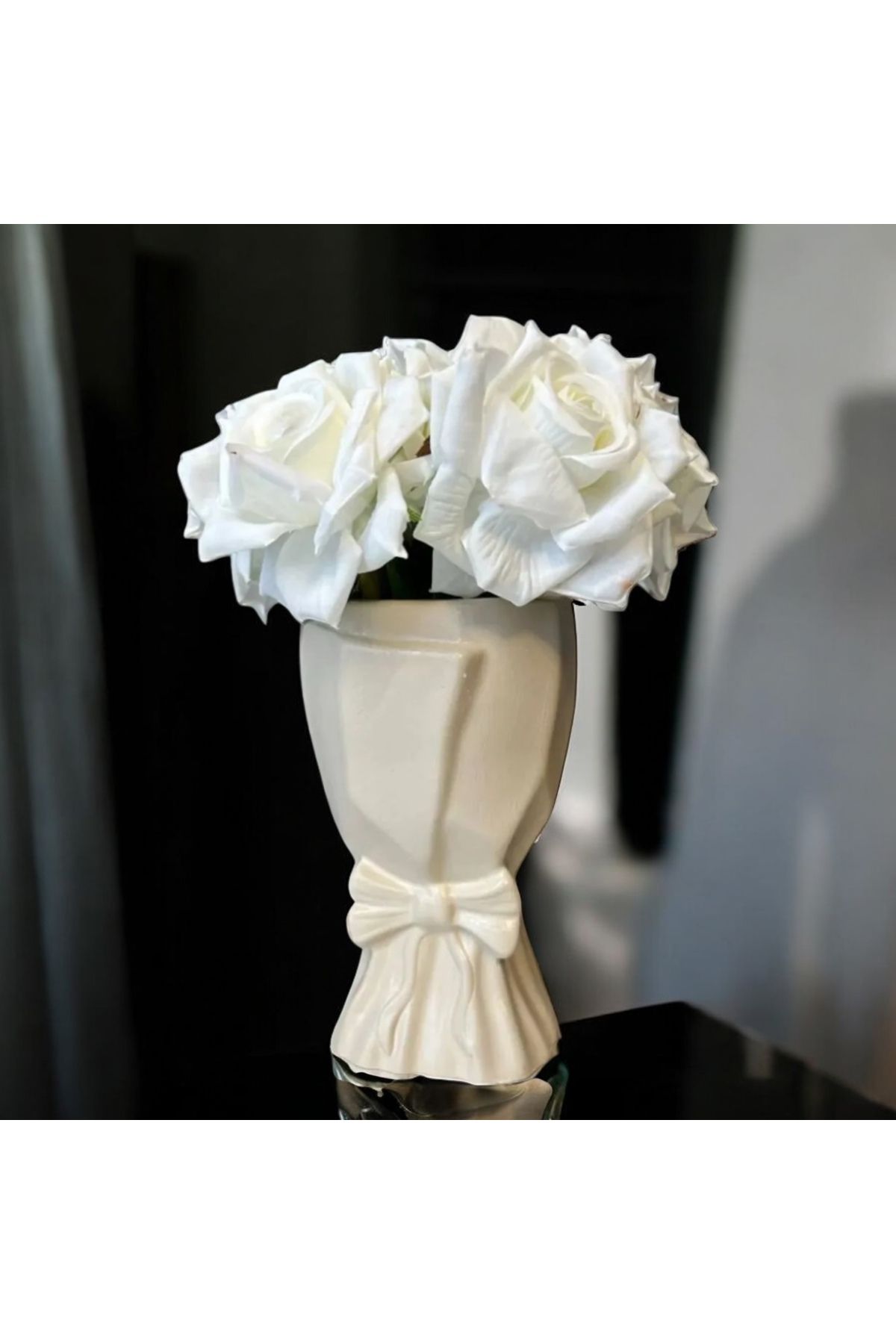 LUXURİANTCRAFT İskandinav Buket Vazo Çiçeklik Dekoratif Fiyonklu vazo 20x10 cm