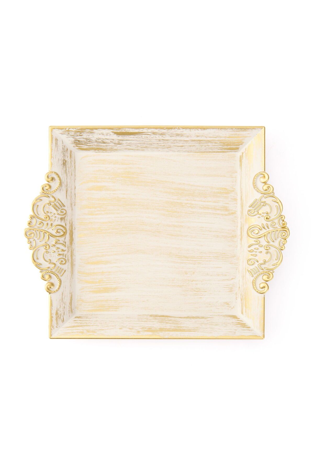MATMEL Home Barok Eskitme Tepsi - Beyaz - 22x26 cm
