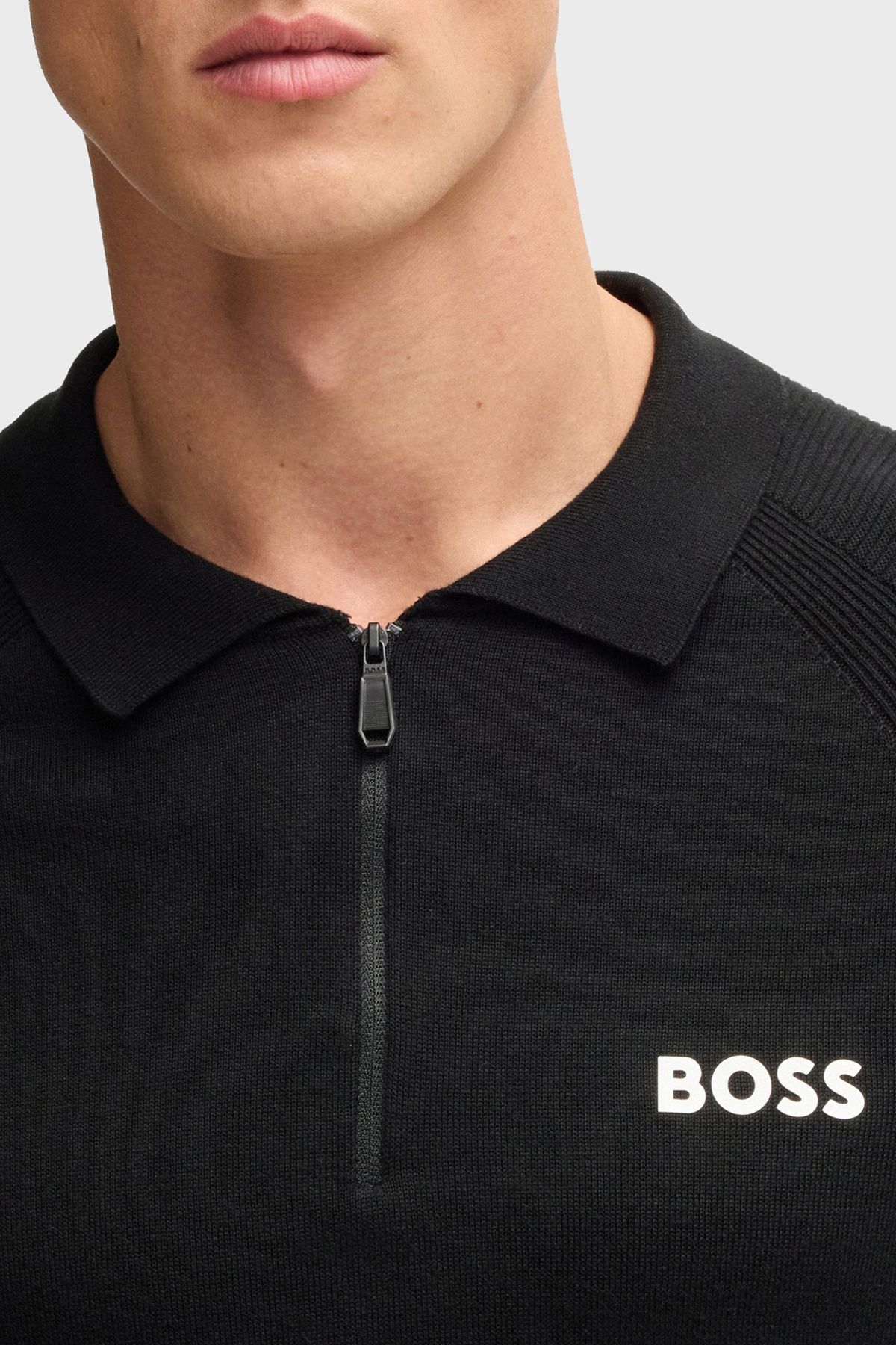 تی شرت یقه پولو مردانه پنبه باریک و نیمی از زیپ چوگان YAKA TRING 50537146 002 BOSS