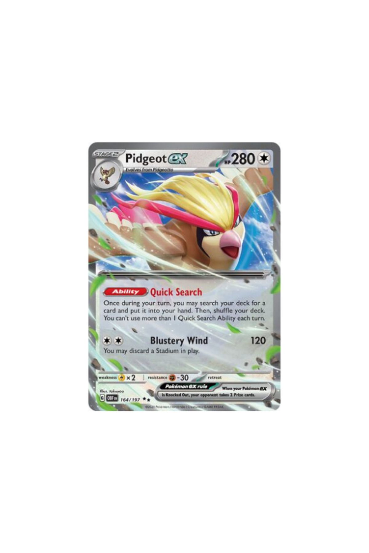 Pokemon TCG Obsidian Flames Pidgeot Ex 164/197