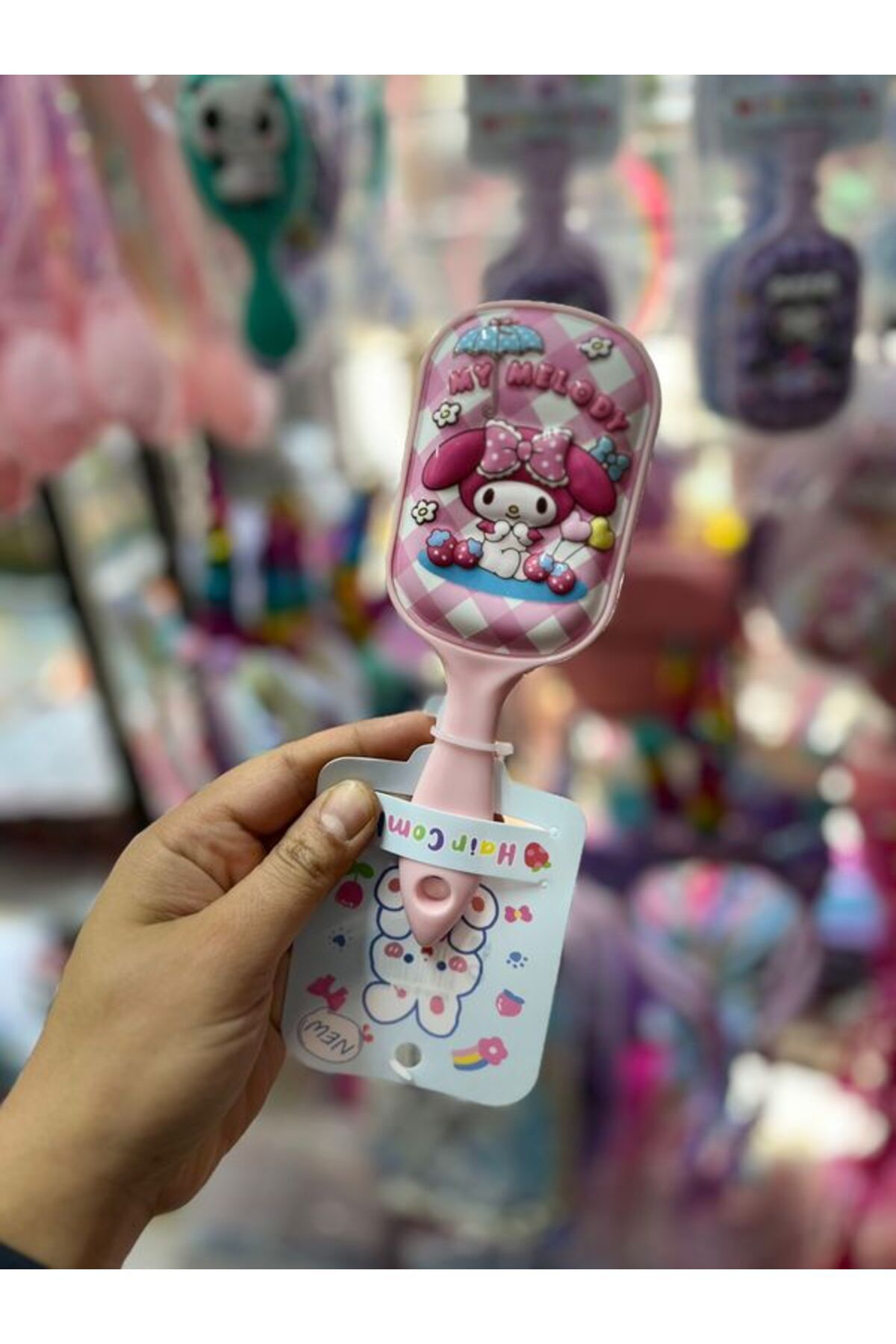EyER Shoping Kuromi Melody Figürlü Kız Çocuklarına Özel Acıtmayan Tarak 1 ADET Pembe