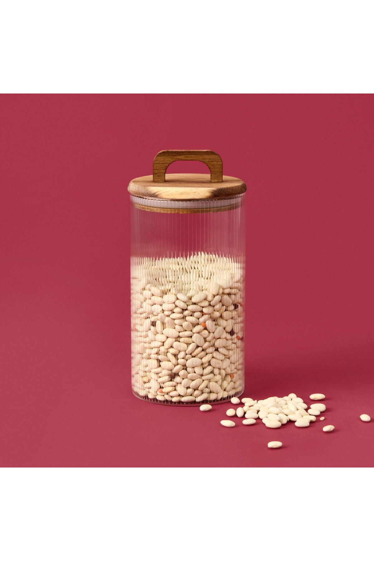 ASPARTAM Akasya Kapaklı Cam Erzak Kabı - Kahverengi / Şeffaf - 1200 ml