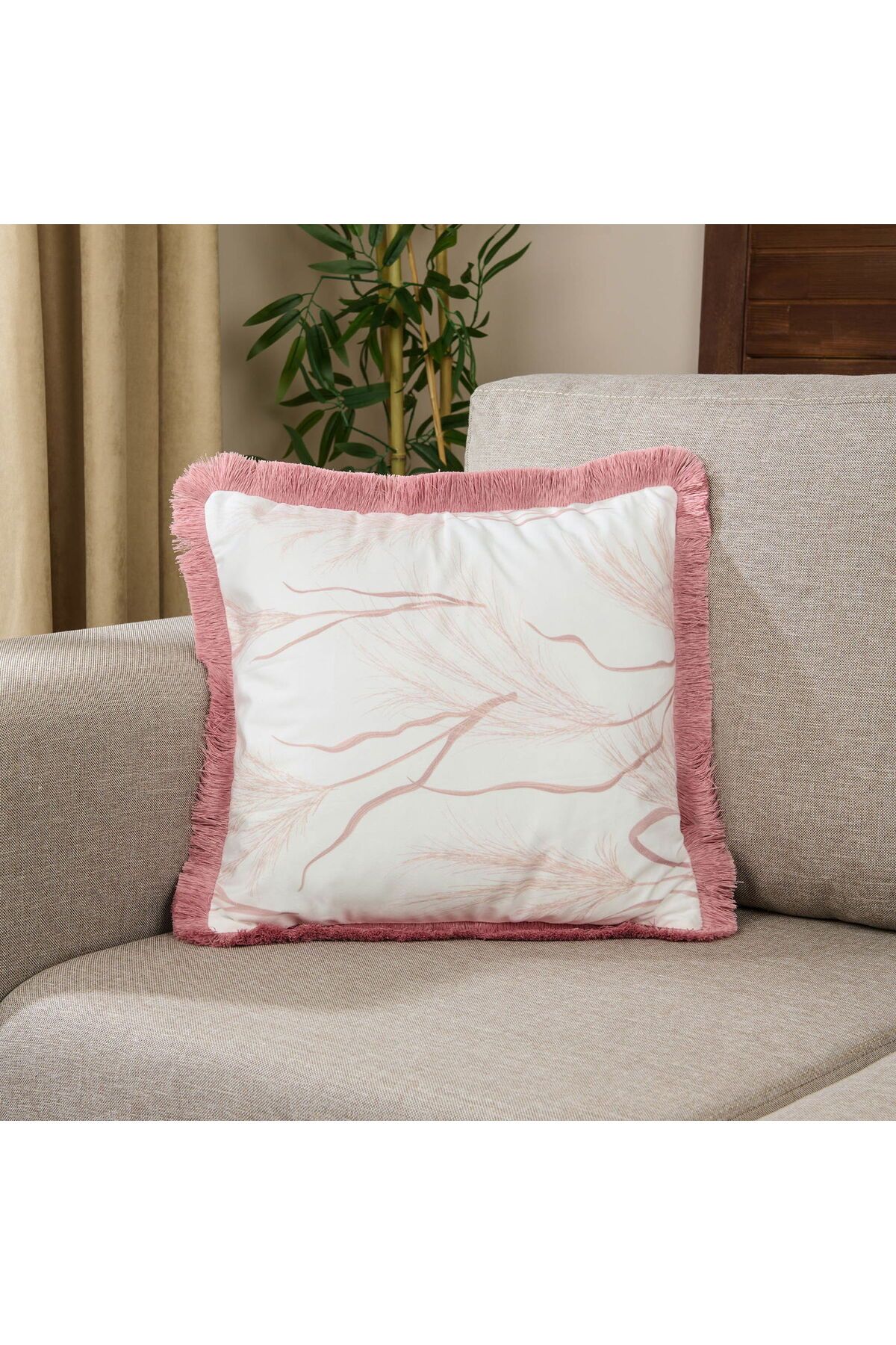 ASPARTAM Urban Püsküllü Kırlent - Krem - 45x45 cm
