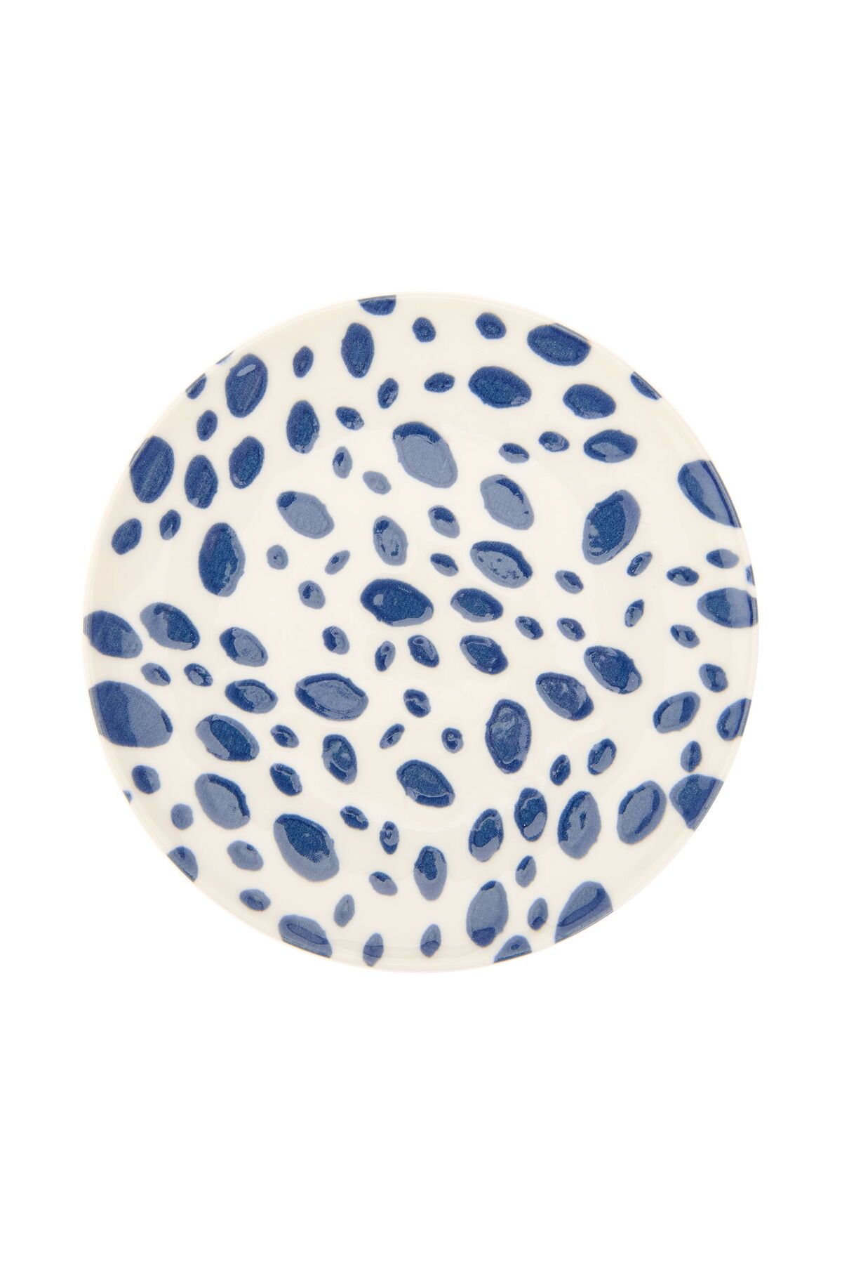ASPARTAM Porselen Lido Puantiyeli Pasta Tabağı - Mavi - 19 cm