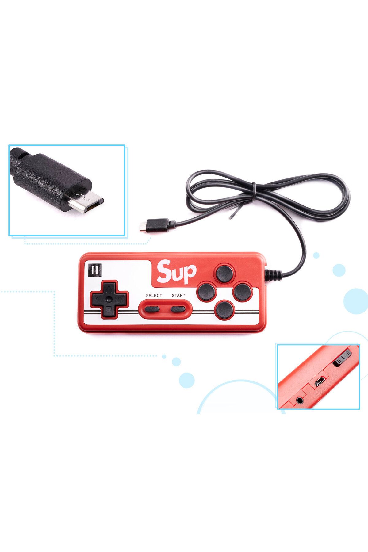 kik-Mini portable retro console, Game Box with 400 games, red 4