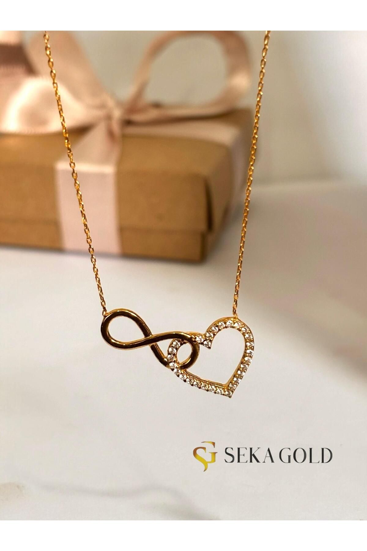 Seka gold Sonsuzluk Kalp Kolye