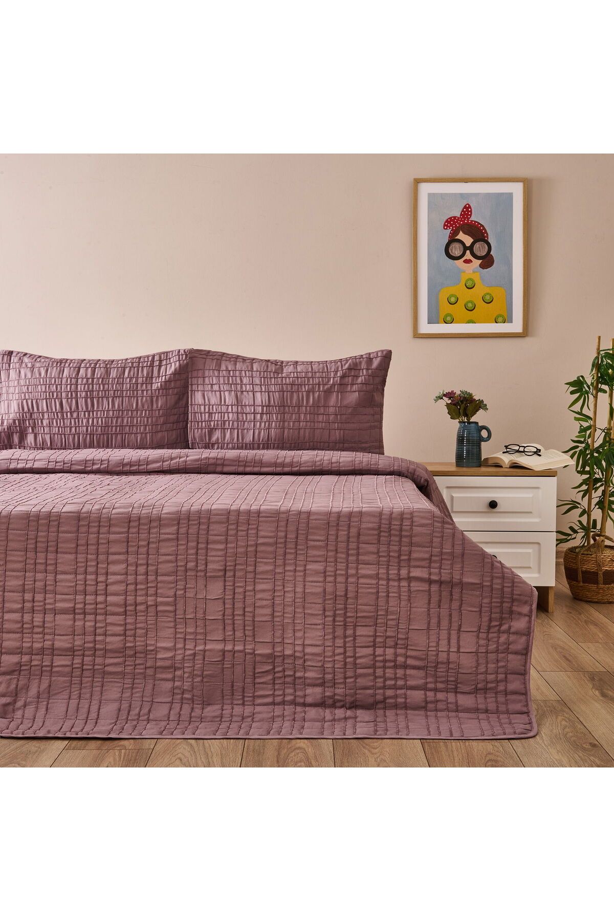 MATMEL Elit Çift Kişilik Yatak Örtüsü Seti - Mürdüm - 200x230 cm