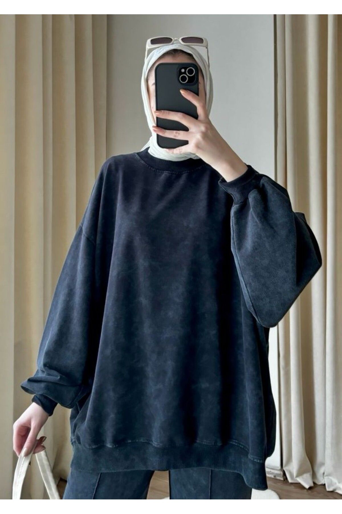 Suede Style 9033 - 3 İplik Soft Yıkamalı Salaş Basic Kadın Sweatshirt