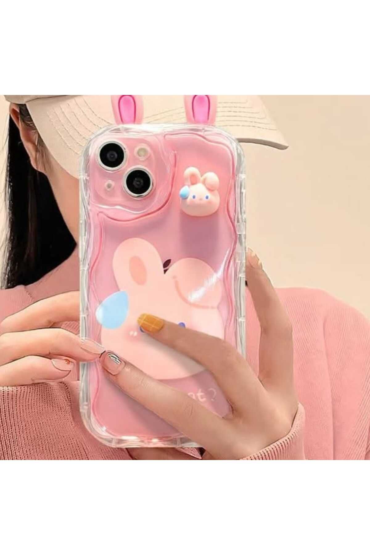 shop Iphone 12 Uyumlu Tavşan Görünümlü/Figürlü Slikon Plastik Telefon Kılıfı