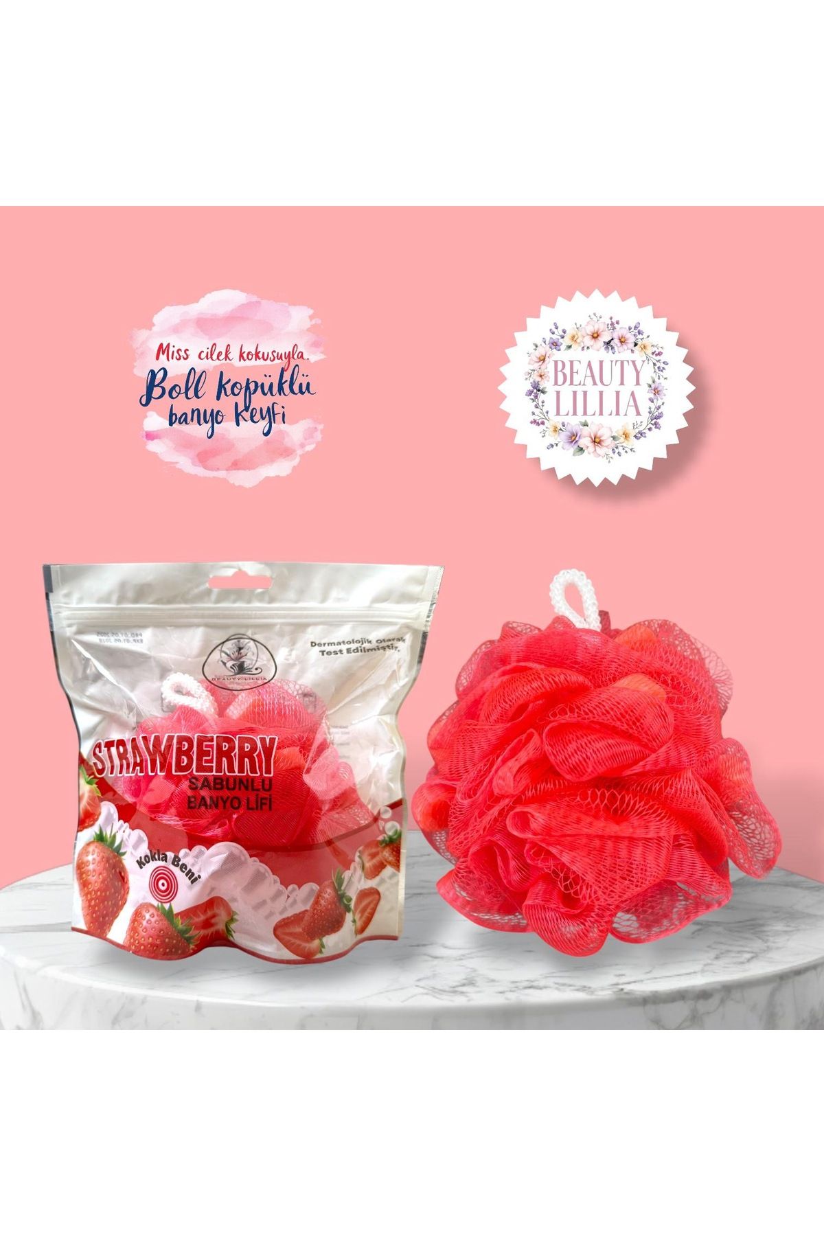 Beauty LİLLİA STRAWBERRY SABUNLU BANYO LİFİ XL