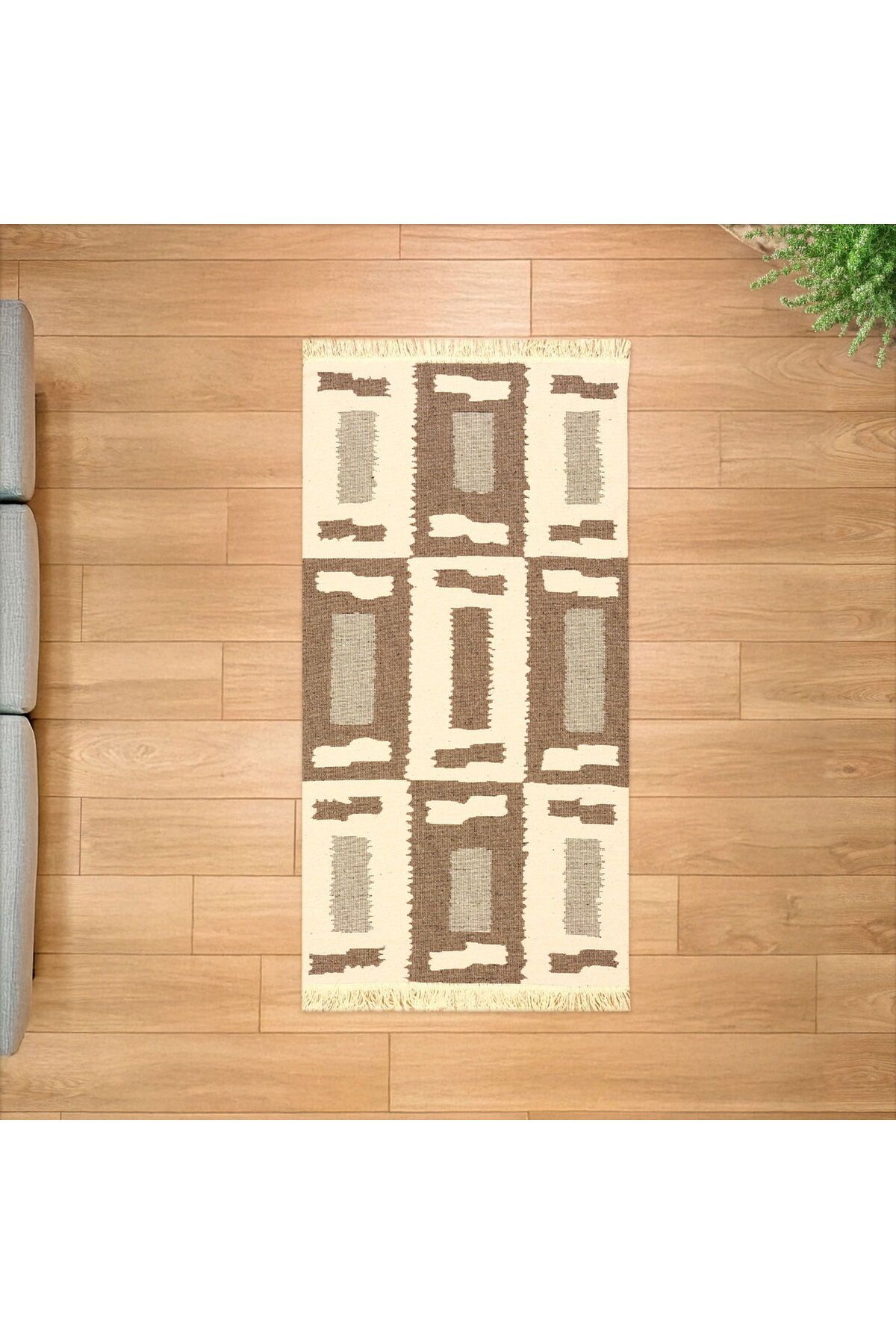 MATMEL Lindos Çift Taraflı Kilim - Ekru - 80x150 cm