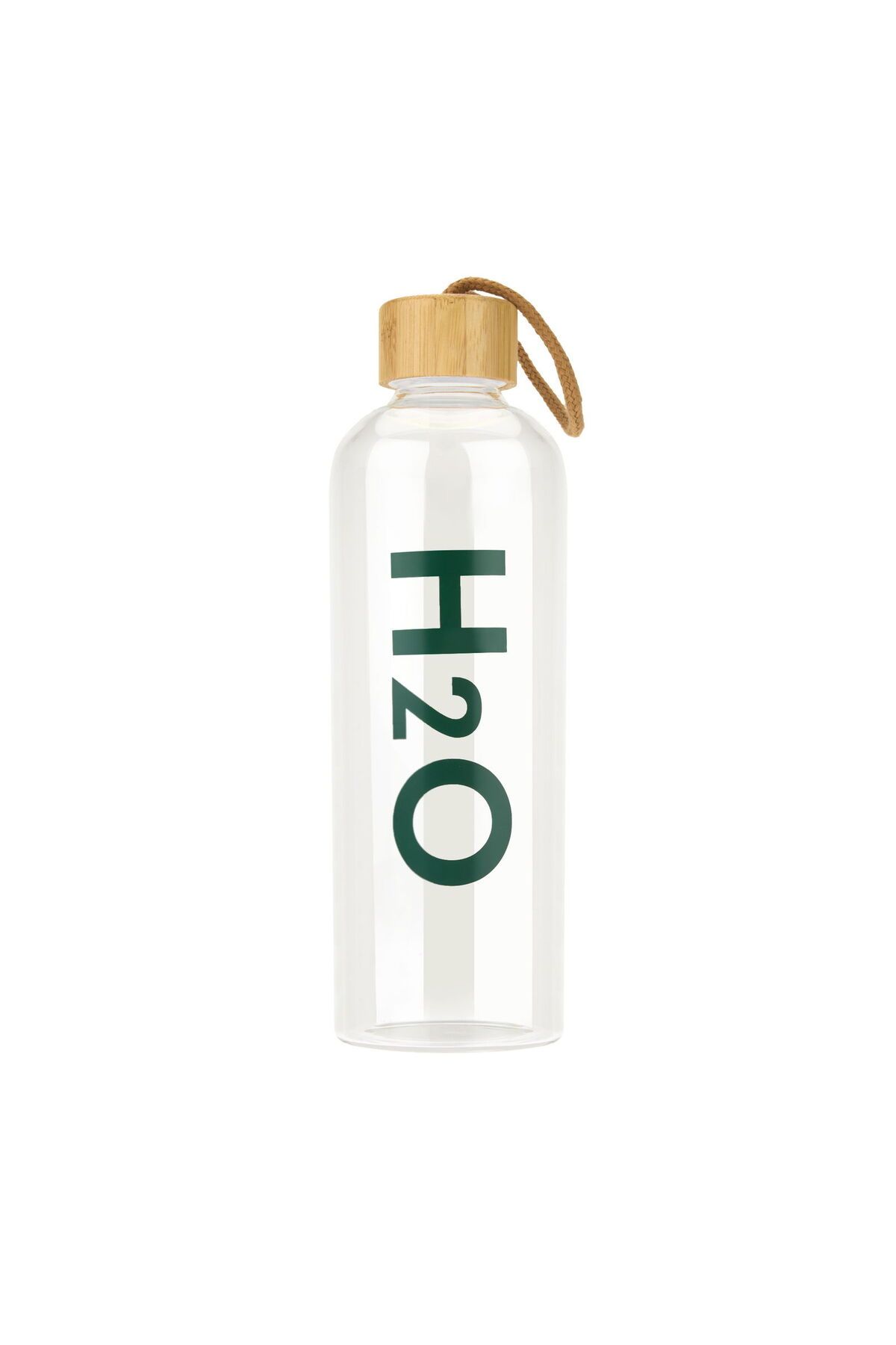 MATMEL-H2O Glass Flask with Bamboo Lid - Transparent / Light Brown - 1 Lt 2
