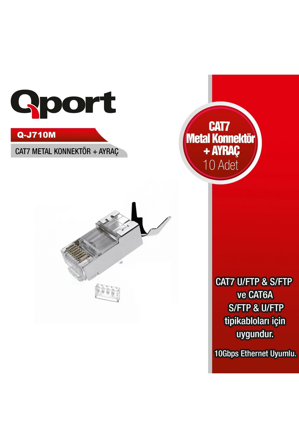 Qport TEKNOTEG - QPORT Q-J710M CAT7 KONNEKTÖR VE AYRAÇ 10 ADET