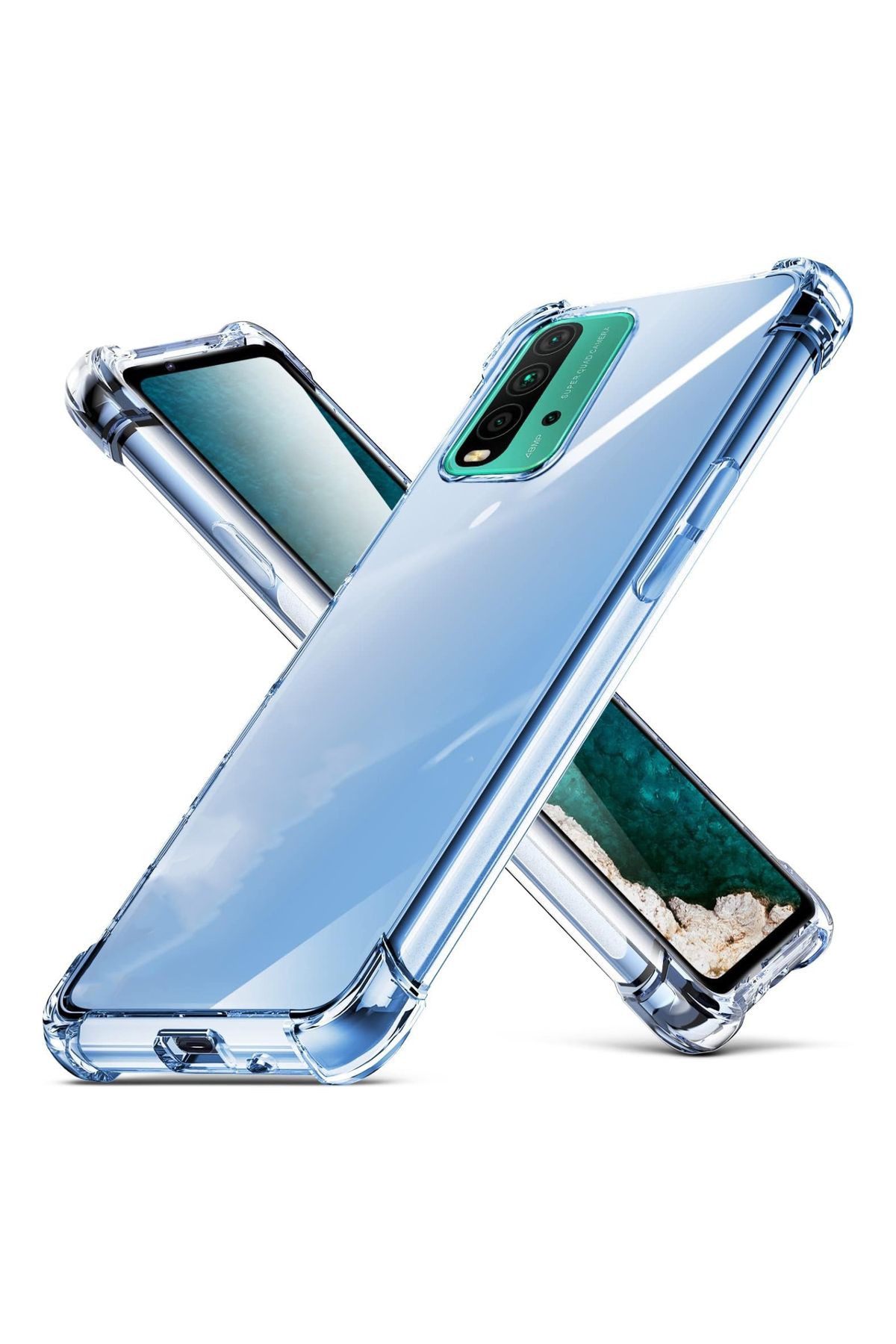 CaseArt Xiaomi Redmi 9T ile uyumlu Kapak Kamera Korumalı Antişok Airbag Köşe Korumalı Silikon Şeffaf Kılıf