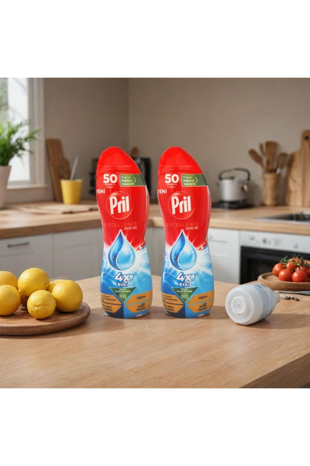 Pril Excellence Duo Jel Bulaşık Makinesi Deterjanı 900ml (50 Yıkama) Yağ Çözücü 2 Adet