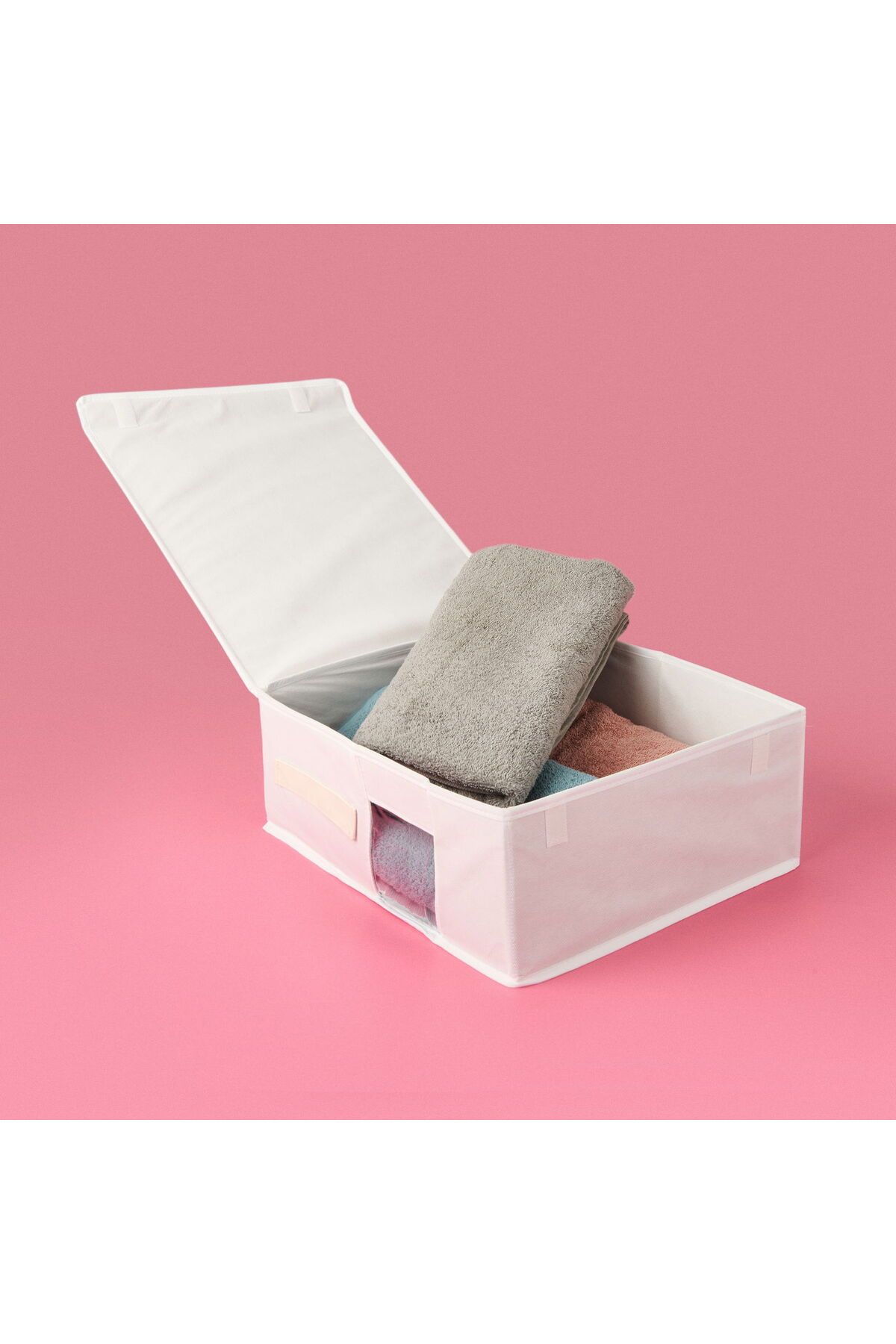 ASPARTAM Home PVC Detaylı Hurç - Beyaz - 38x33x15 cm