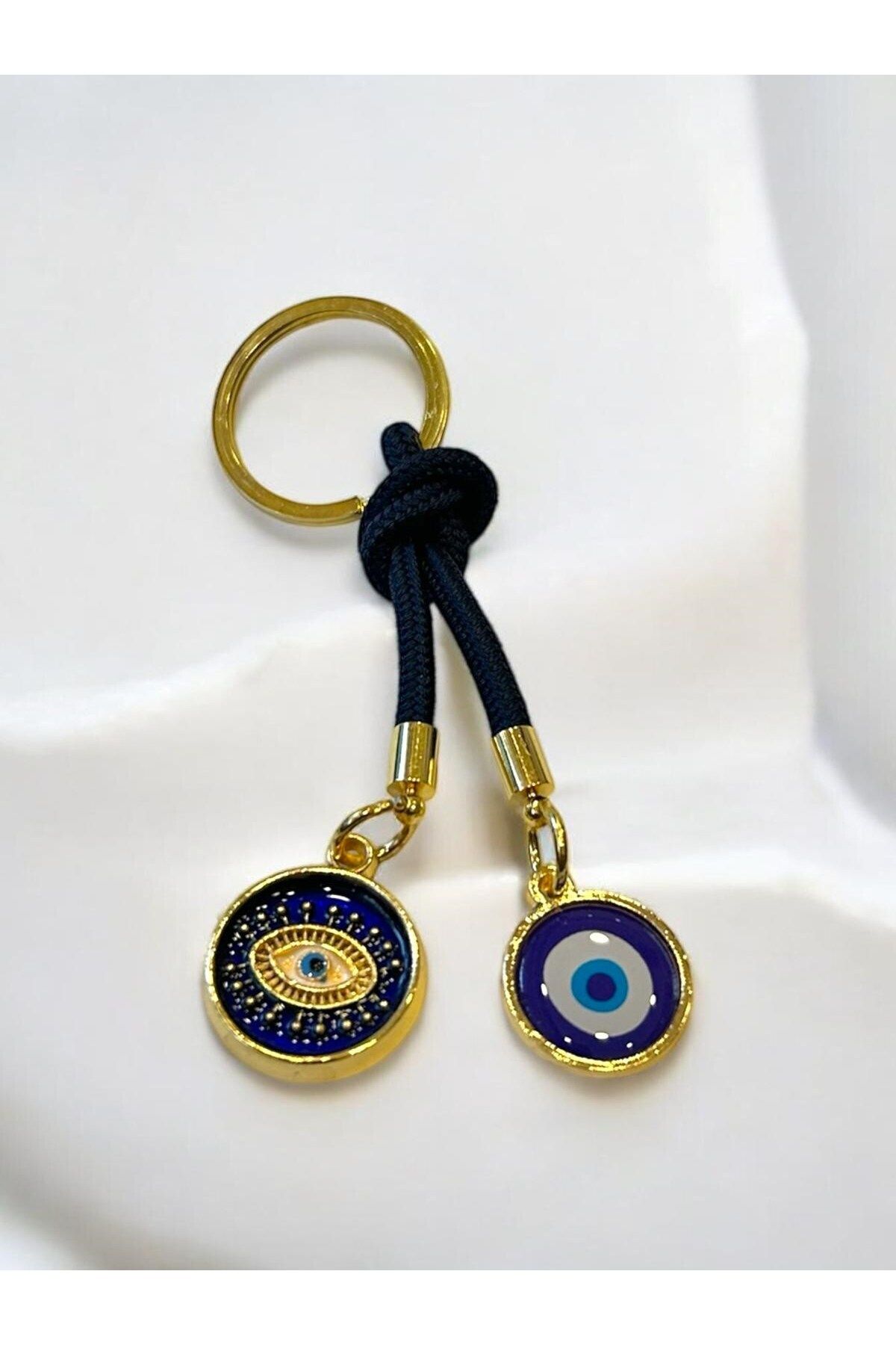 HEDİYE FİKRİ Çift Nazar Boncuklu Anahtarlık - Siyah (10,5 cm) Hediyelik
