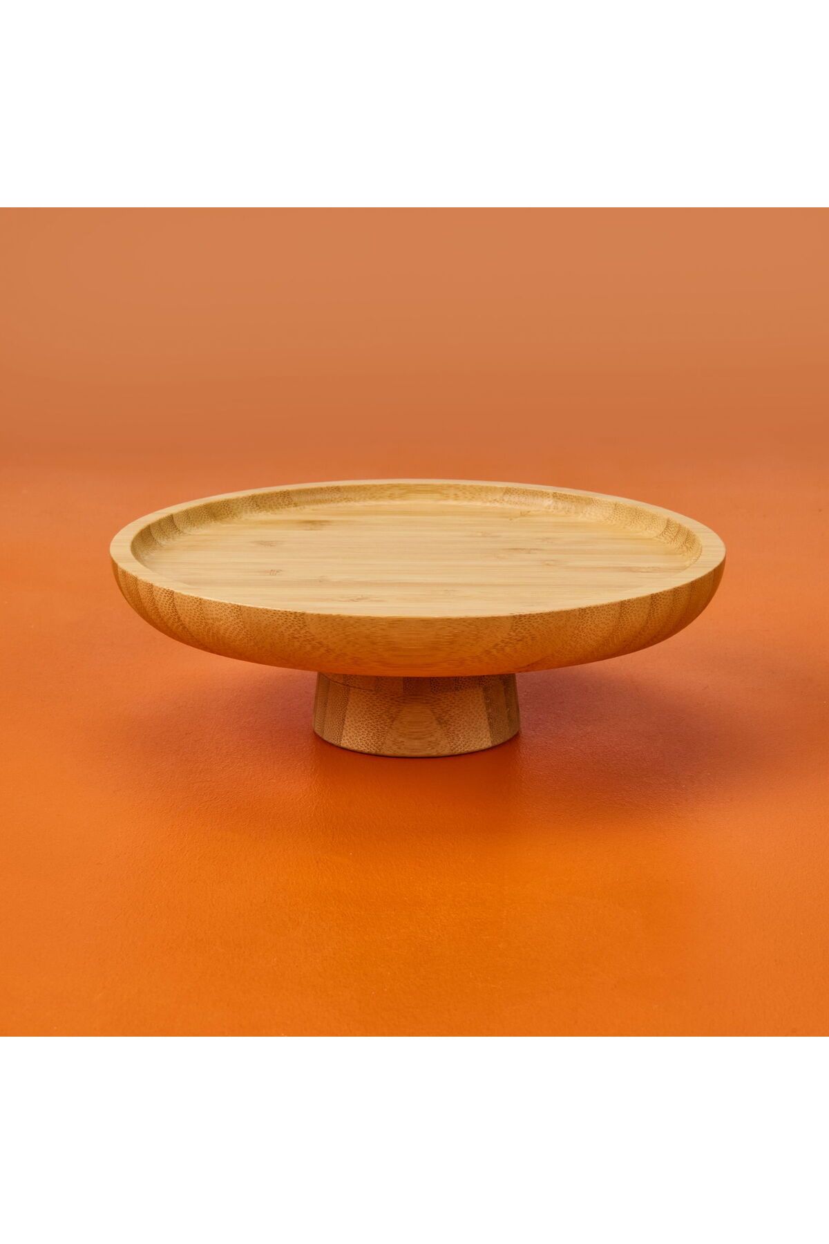 ASPARTAM Yuvarlak Ayaklı Bambu Sunumluk - Kahverengi - 20x6 cm
