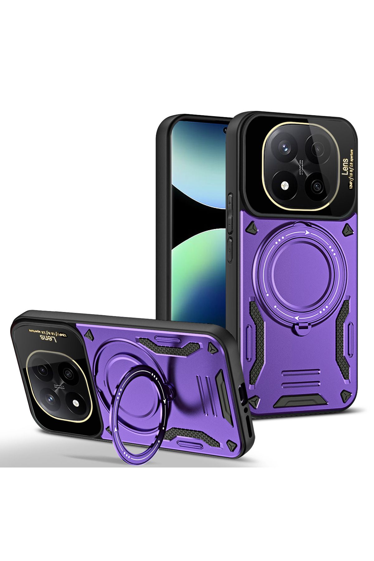 Rivor Xiaomi Redmi Note 14 Pro Plus+ Kılıf Kamera Korumalı Magsafe Destekli Manyetik Halka Standlı Kapak