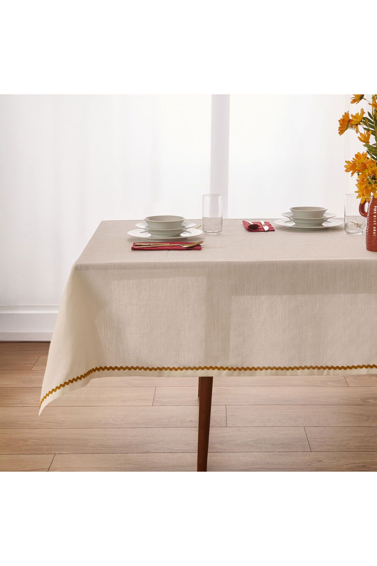MATMEL Mustard Masa Örtüsü - Beyaz - 140x220 cm
