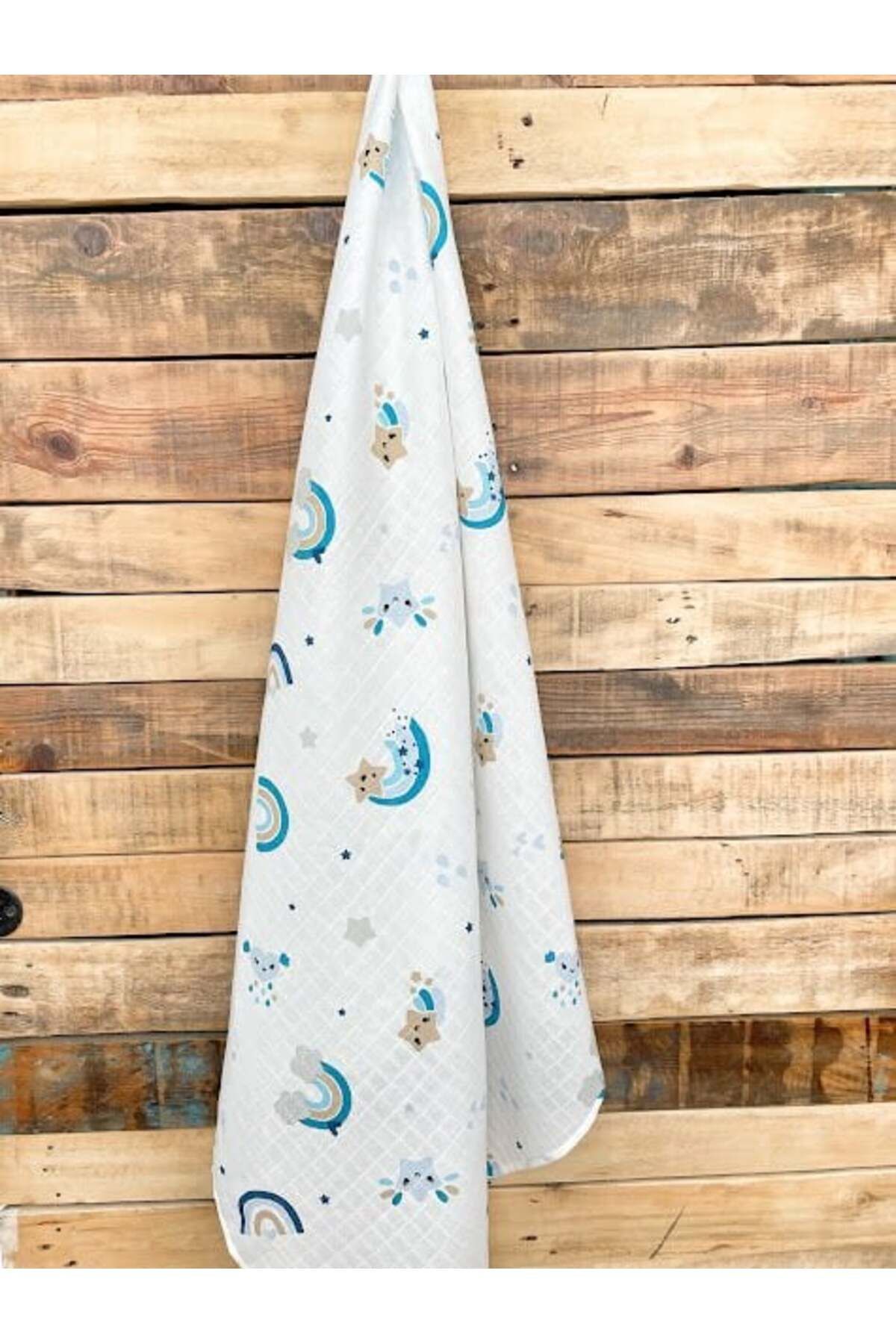 Derin Boutique Shop Mavi Gökkuşak Yıldız Müslin Örtü