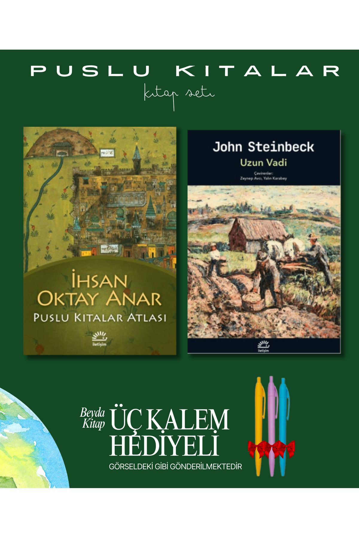 İletişim Yayınları Puslu Kıtalar Atlası - Uzun Vadi - Kitap Seti - İhsan Oktay Anar - Kalem Hediyeli