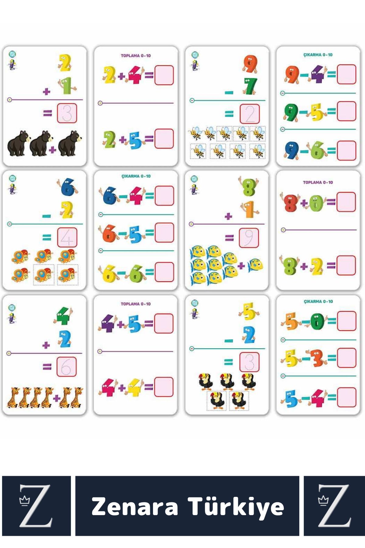 Zenara-Children's Educational Intelligence Developer Process Skill Learning Fun Summer Sil Activity Cards-Numbers 2
