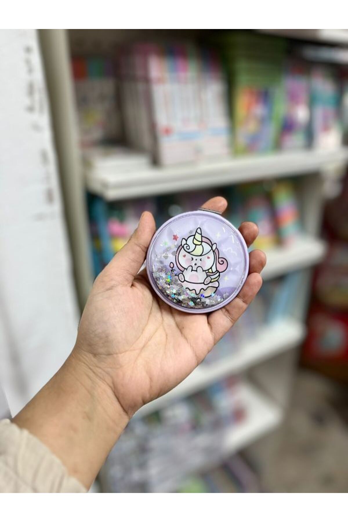 EyER Shoping Unicorn FigürlüTaşınabilir Makyaj Aynası Çanta Aynası Ve Cep Aynası Kapaklı