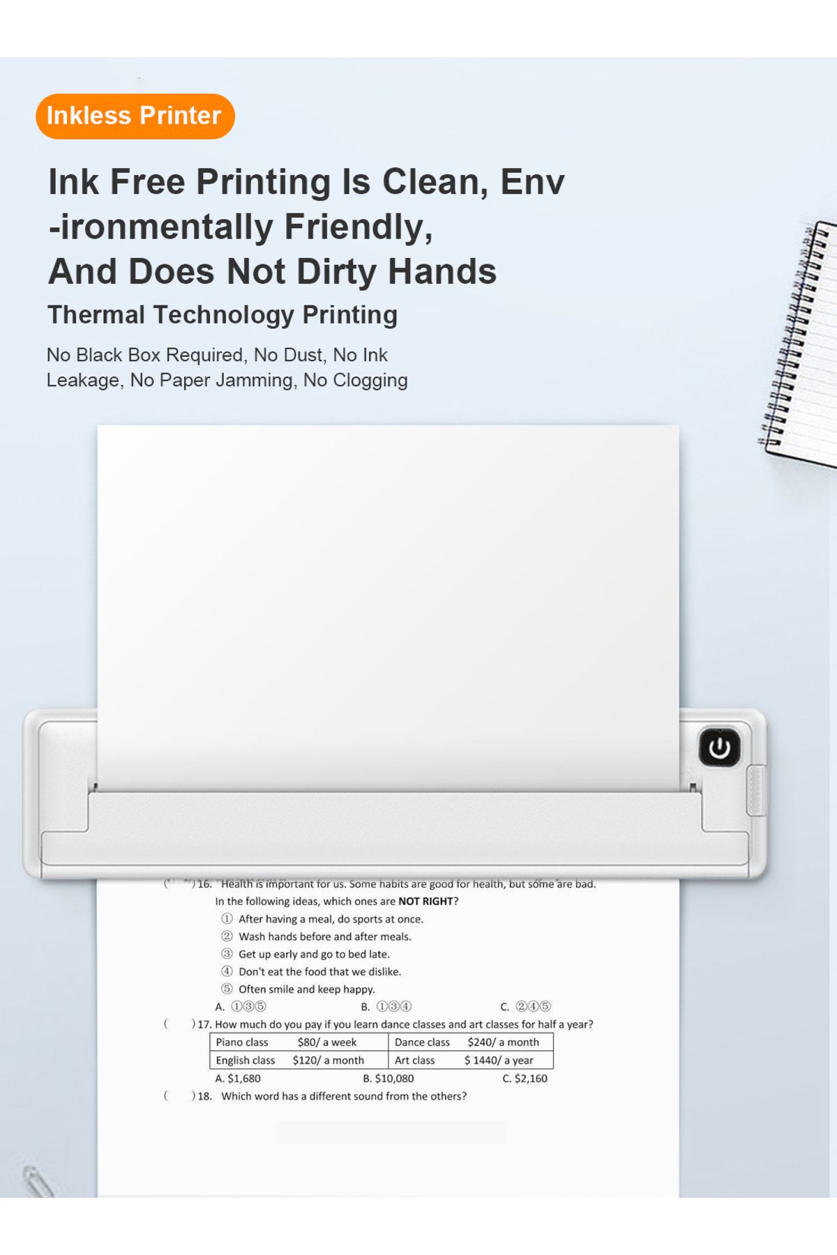 KidLe-A4 Home Mini Thermal Printer with WiFi Portable Inkless Printing Solution for Students 7