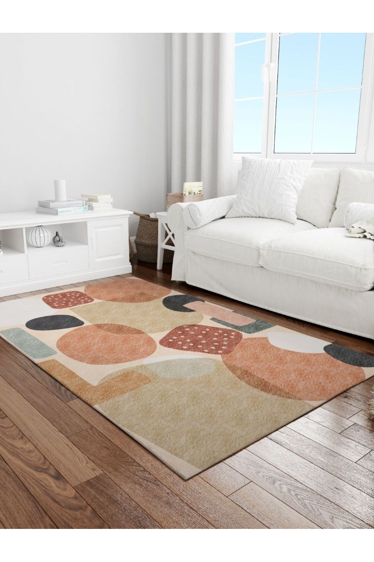 DERAS HOME Dijital Baskı Yıkanabilir Kaymaz Taban Salon Halısı Ve Yolluk