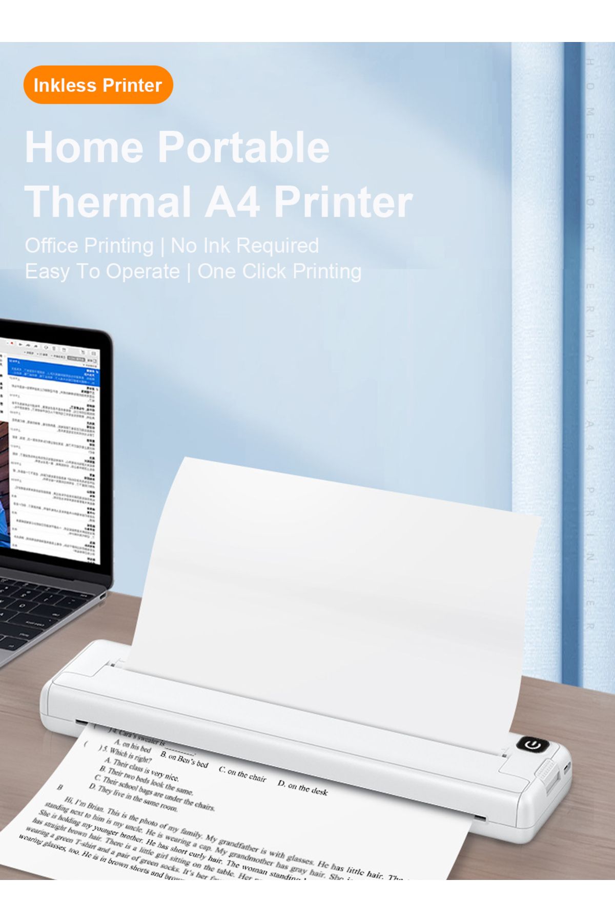 KidLe-A4 Home Mini Thermal Printer with WiFi Portable Inkless Printing Solution for Students 3