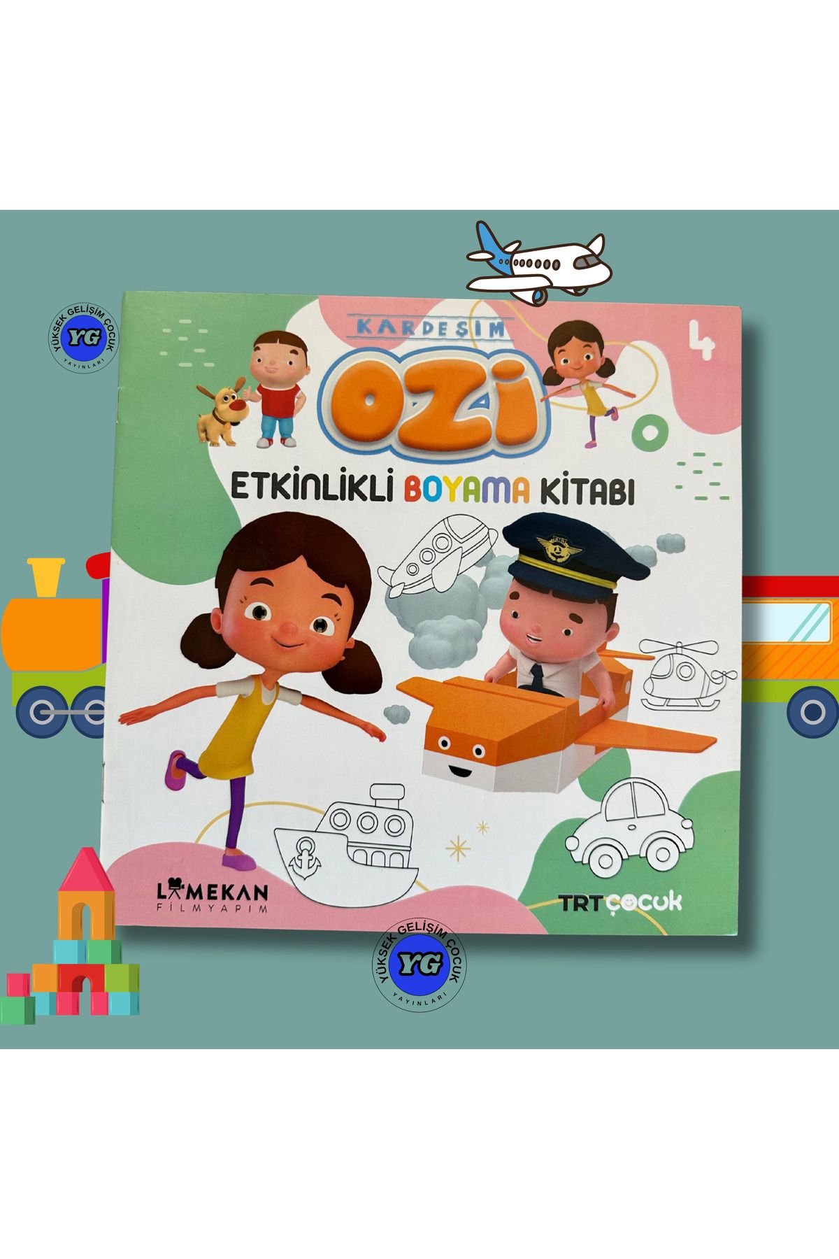Burhan Yayınları KARDEŞİM OZİ ETKİNLİKLİ BOYAMA KİTABI 4 / TAŞITLAR TEMALI