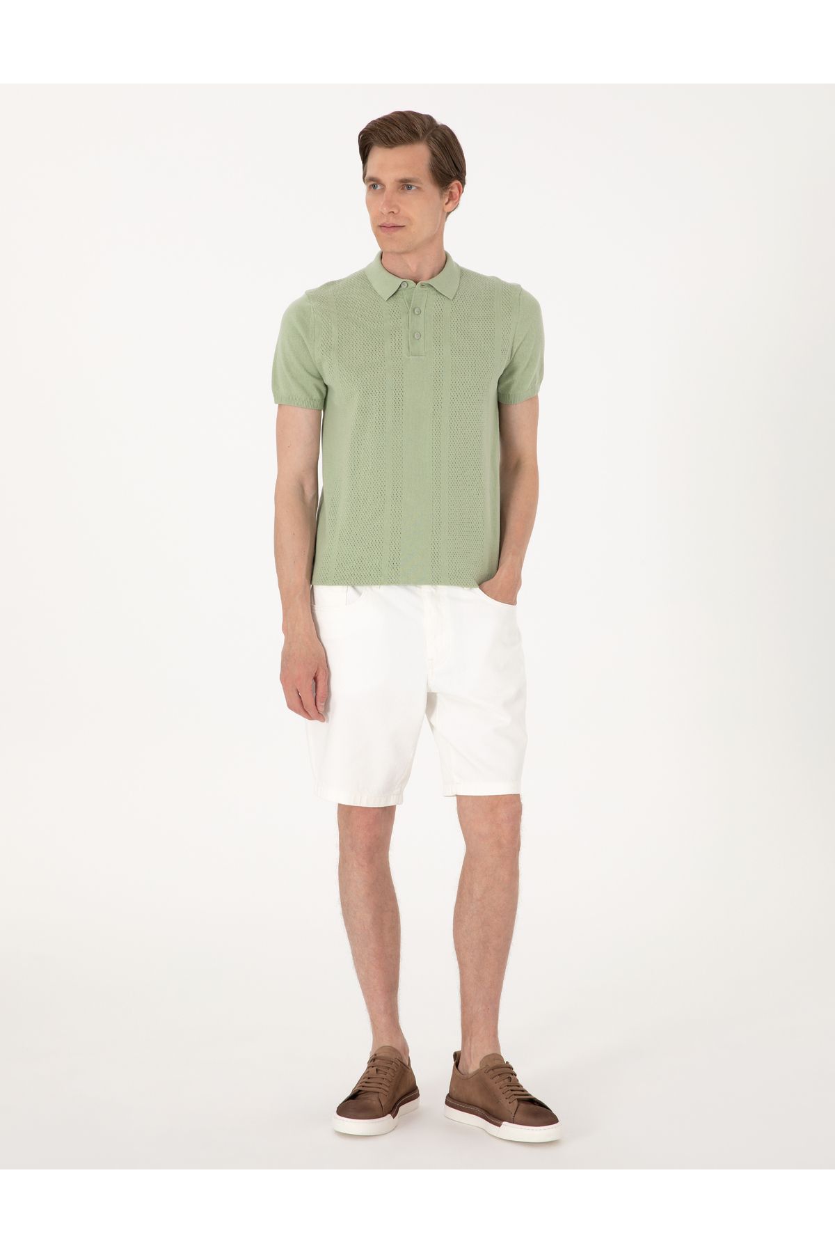 Pierre Cardin Ekru Slim Fit Jean Şort 50302745-VR019