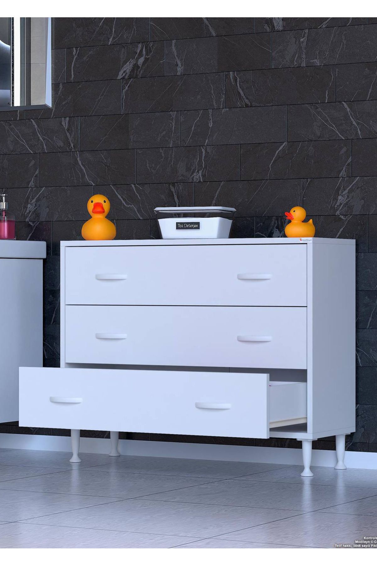 Modilayn 90x75x32,5 cm’ lik 3 Çekmeceli 6 Gözlü Maxi Organizatör Dolap Mutfak Dolabı Çok Amaçlı Dolap