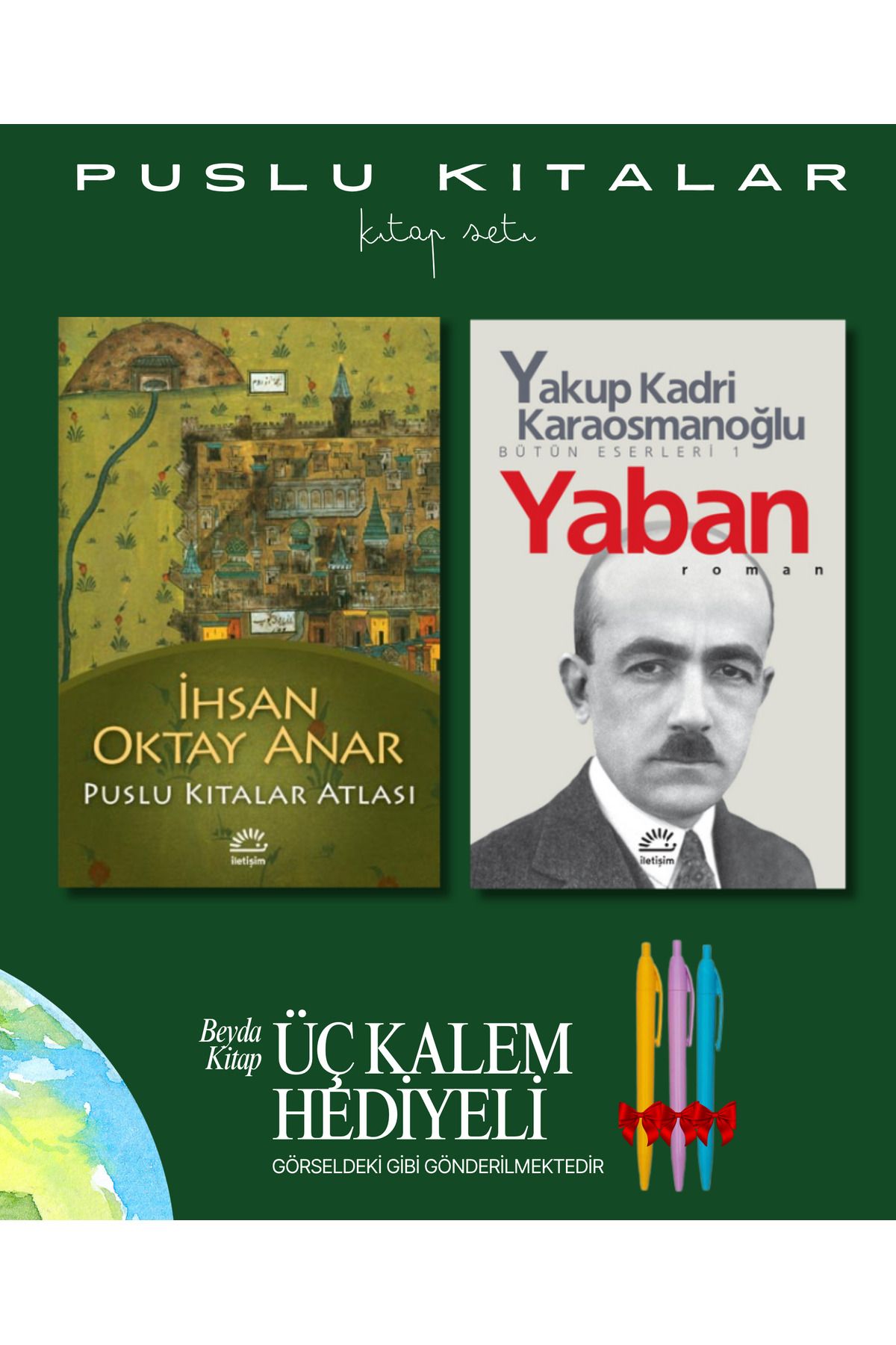 İletişim Yayınları Puslu Kıtalar Atlası - Yaban - Kitap Seti - İhsan Oktay Anar - Kalem Hediyeli