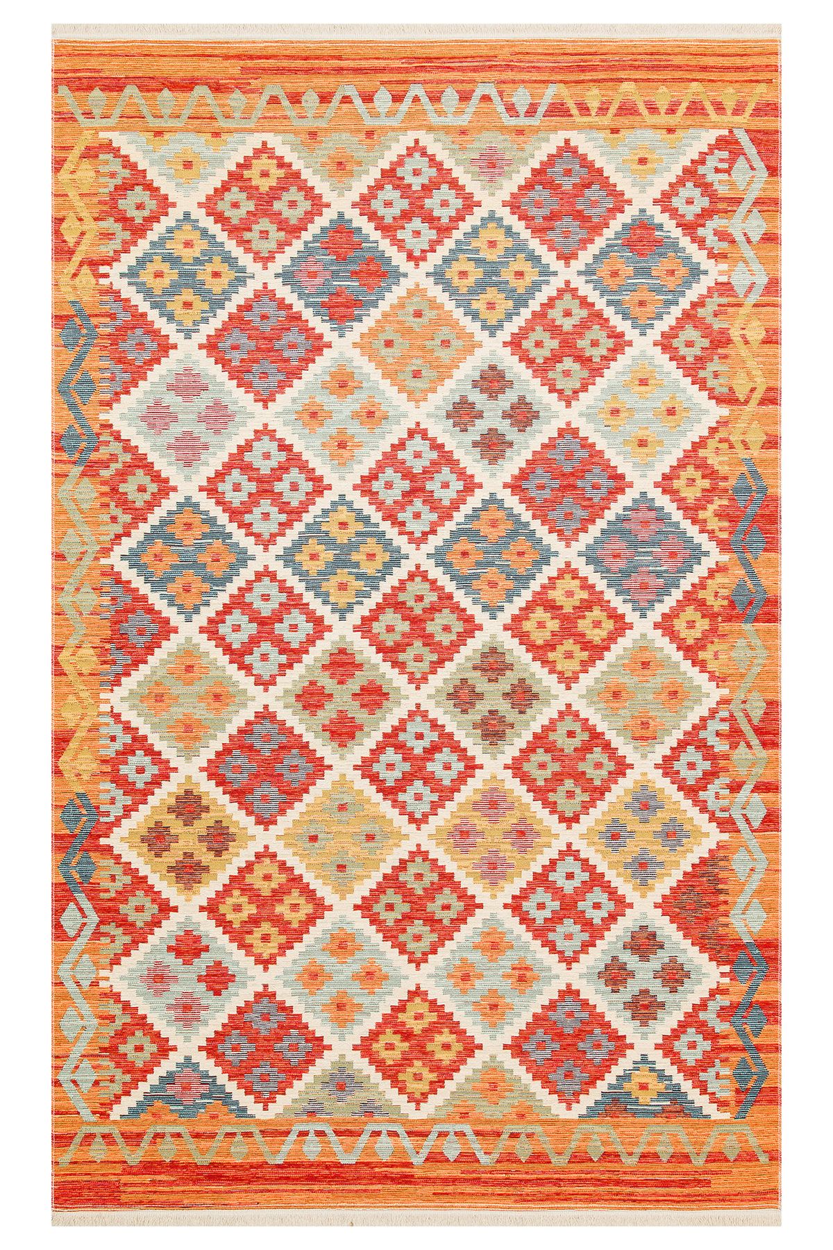 DOGANLAR ANTIQ NOMADE 05 TERRA Pamuklu,Çift Taraflı Kullanıma Uygun Yıkanabilir Otantik Kilim