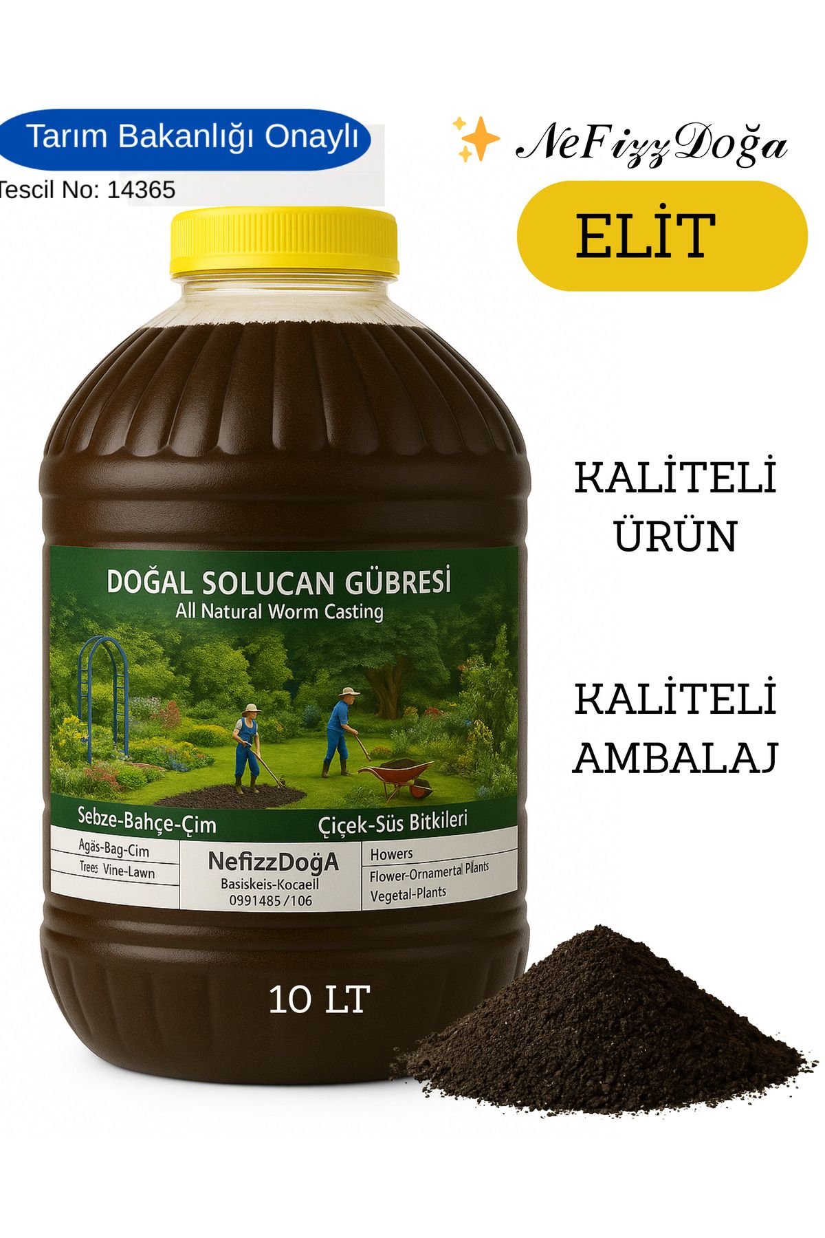 NeFizzDoğa %100 Doğal Solucan Gübresi - 10 LİTRE