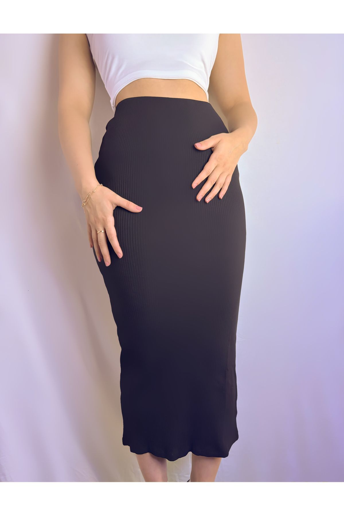 wearita Midi Boy Likralı Etek