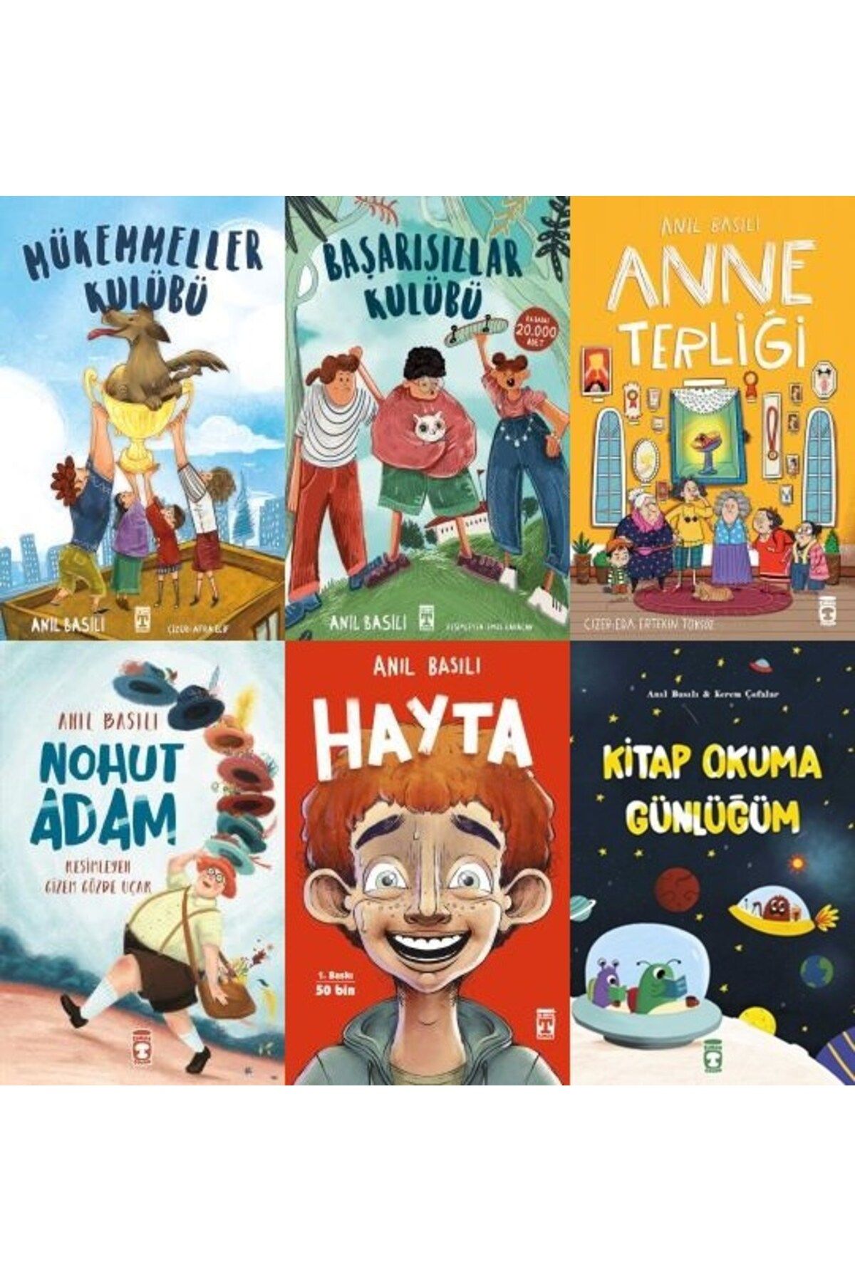 Timaş Çocuk Anıl Basılı 6'lı Okuma Kitabı Seti - Hayta, Anne Terliği, Başarısızlar Kulübü, Mükemmeller Kulübü, N